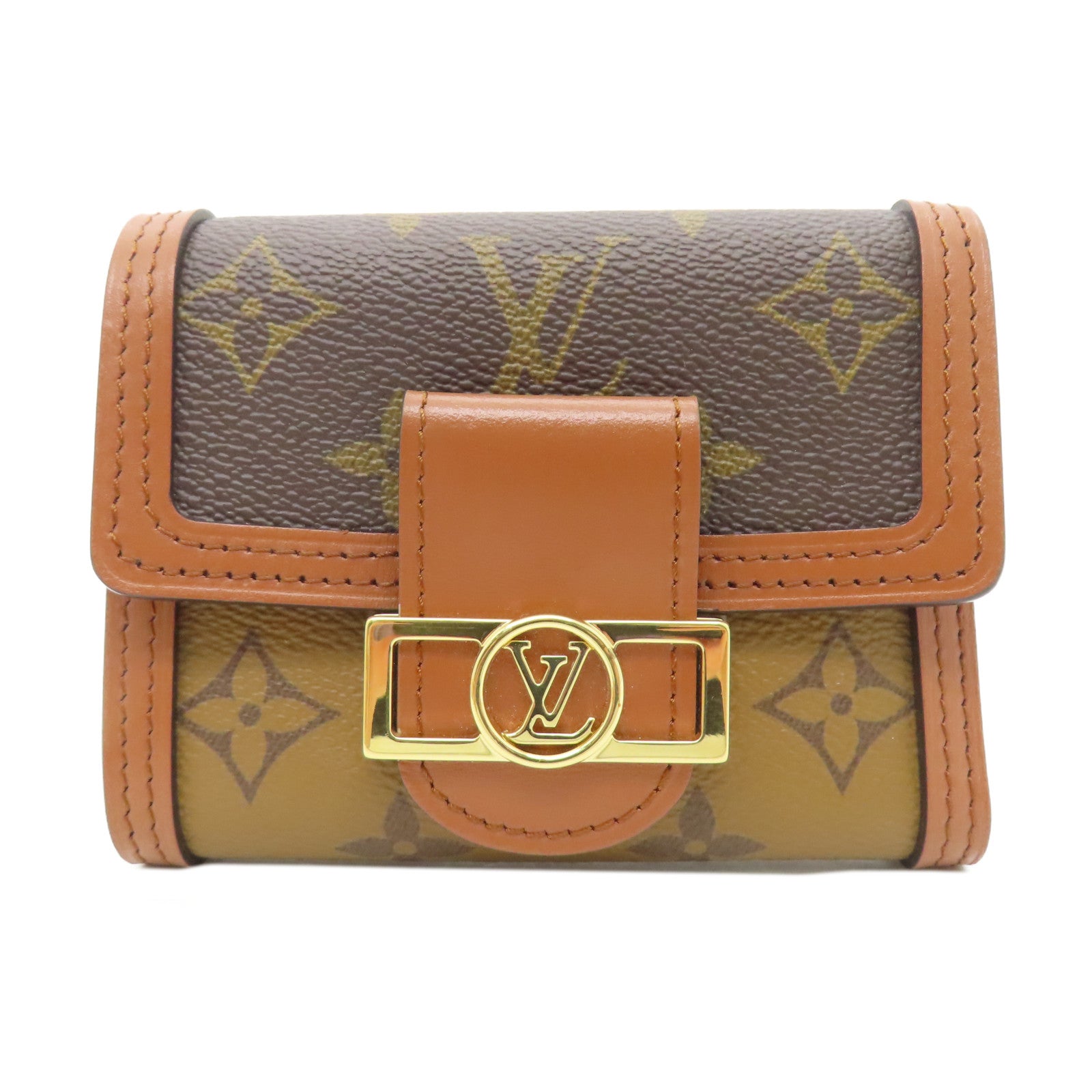 LOUIS VUITTON Monogram Dauphine Wallet金扣錢包啡色