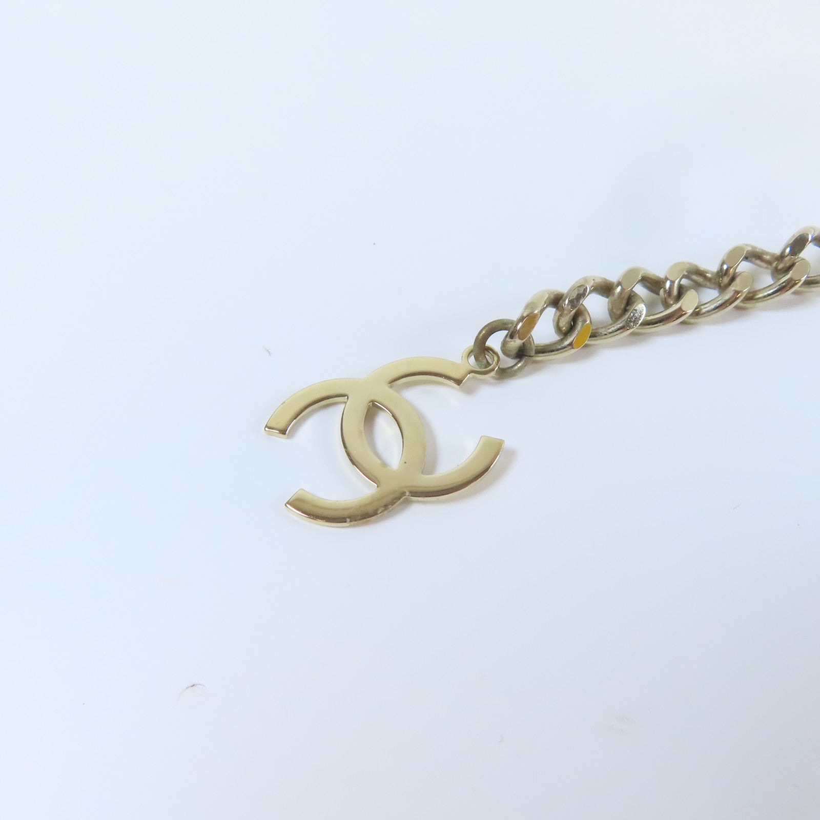 CHANEL 羊皮皮革/金屬Chain Belt金扣鏈帶紅色/金色