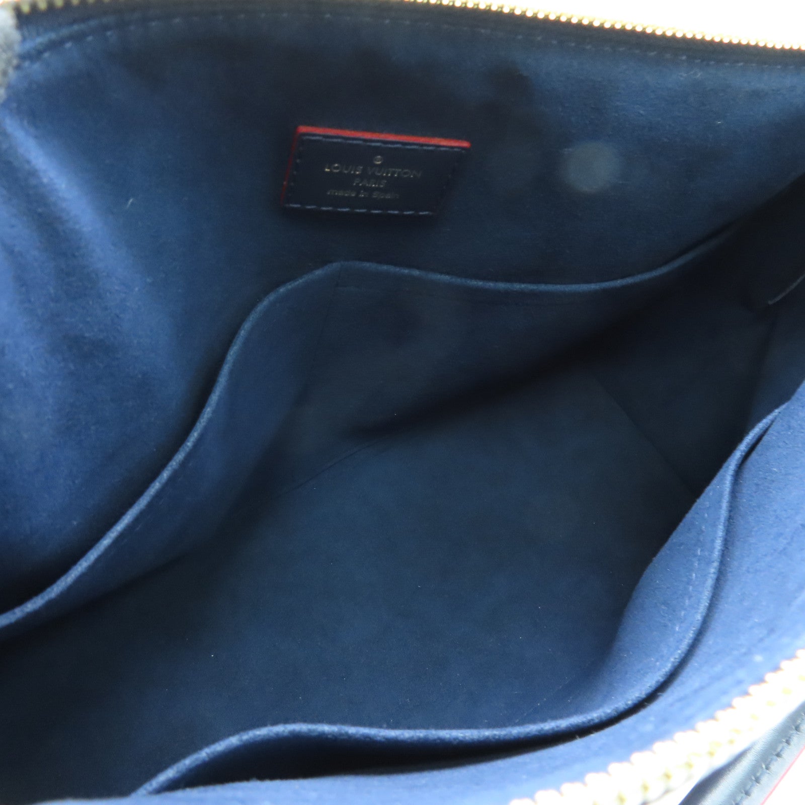 LOUIS VUITTON Monogram Empreinte V Tote MM金扣手挽肩背两用袋深蓝色