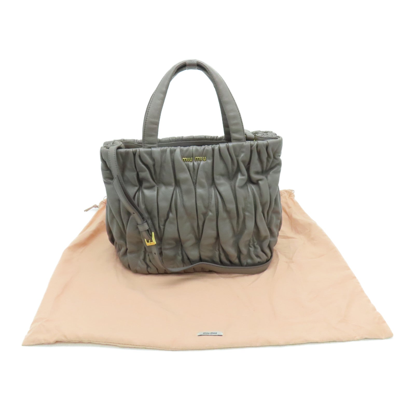 Miu Miu 羊皮皮革2 Way Shoulder Bag两用手挽肩背袋灰色