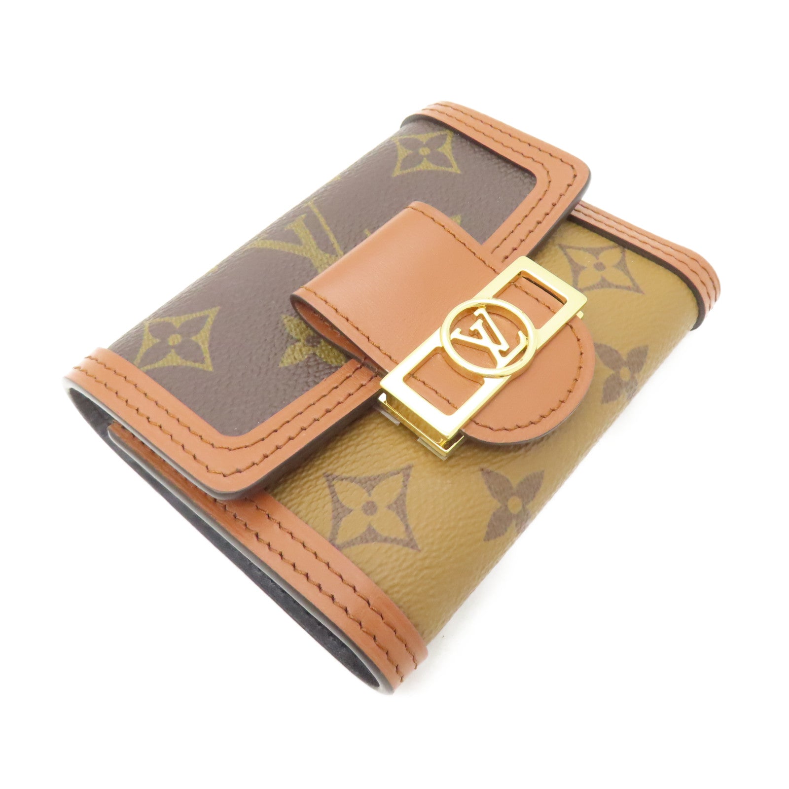 LOUIS VUITTON Monogram Dauphine Wallet金扣錢包啡色