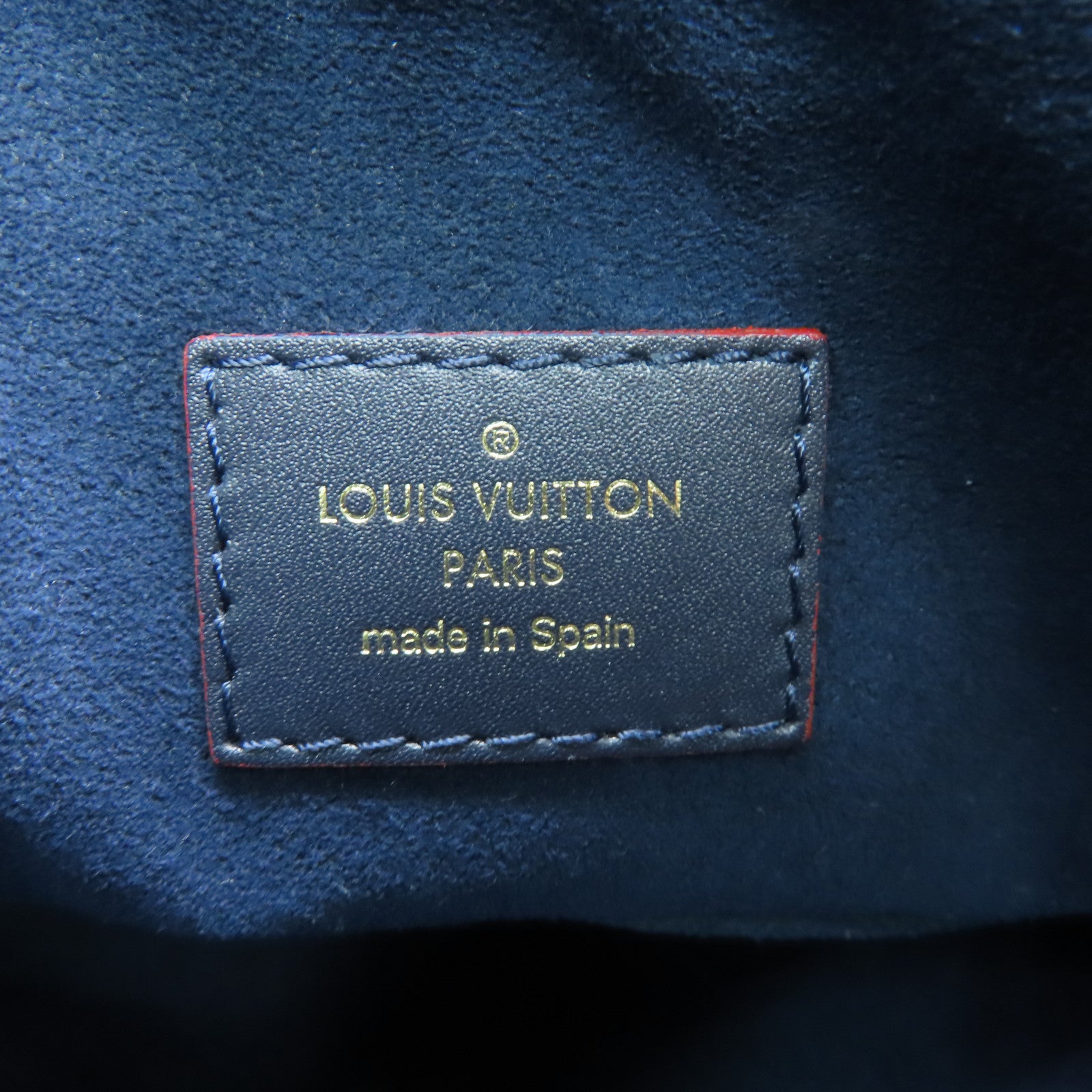LOUIS VUITTON Monogram Empreinte V Tote MM金扣手挽肩背两用袋深蓝色