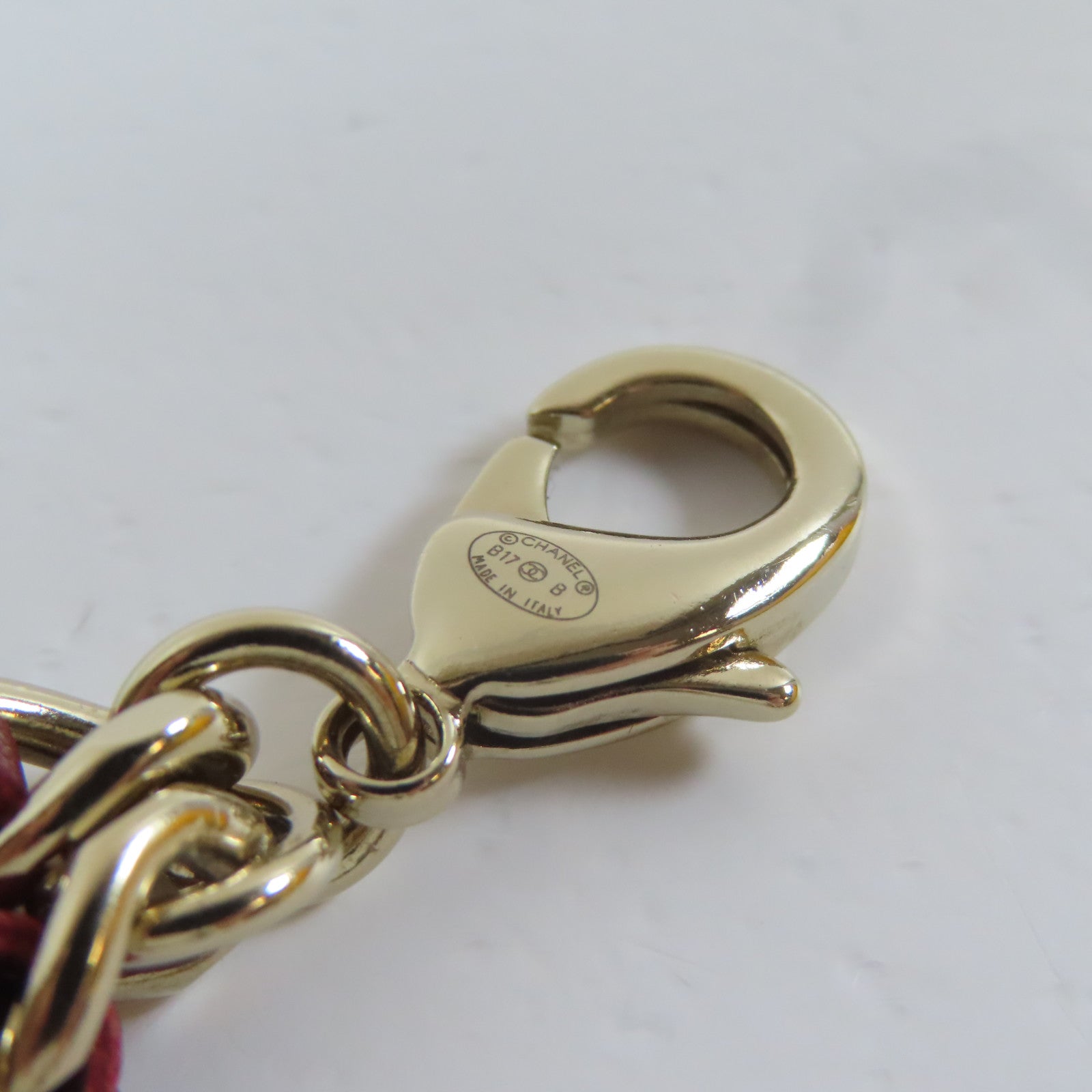 CHANEL 羊皮皮革/金屬Chain Belt金扣鏈帶紅色/金色
