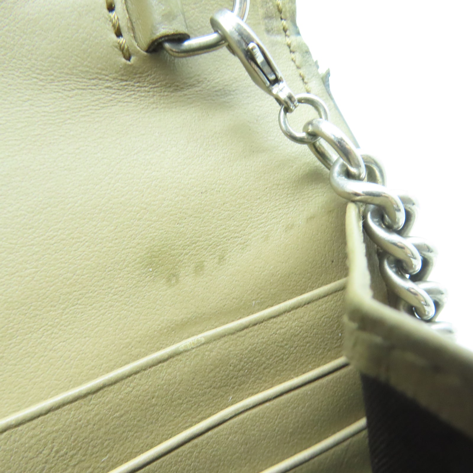 GUCCI 塗層帆布GG Supreme帆布Diongsus Chain Wallet銀扣鏈帶肩背袋米色