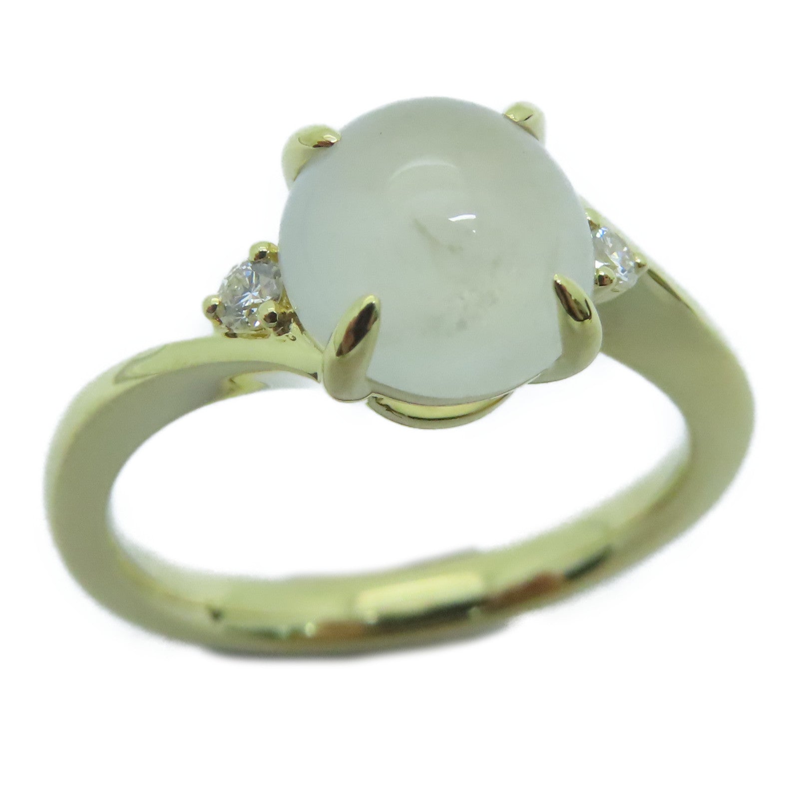 JEWELRY 【激减优惠】18K黄金Jade Ring 1.96ct翡翠/0.047ct钻石戒指#10.5