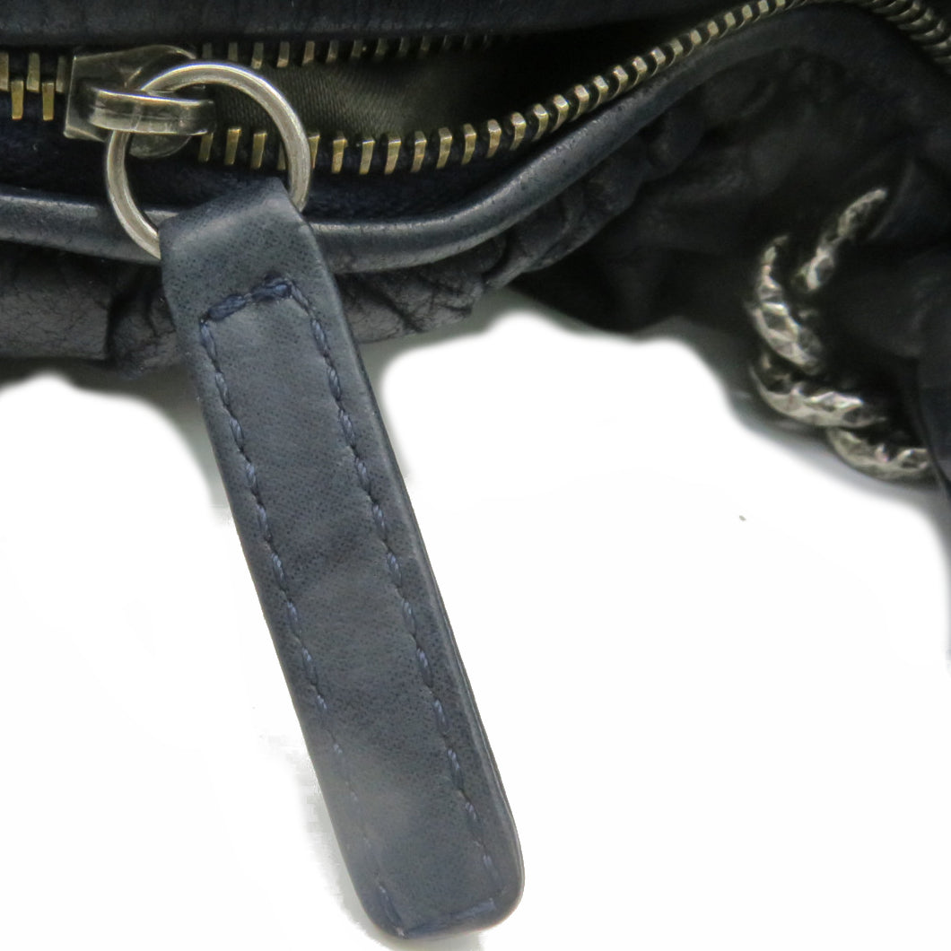 CHANEL [Sharp Reduction Offer] Cowhide Leather Hand Bag Silver Buckle Hand Bag Black
