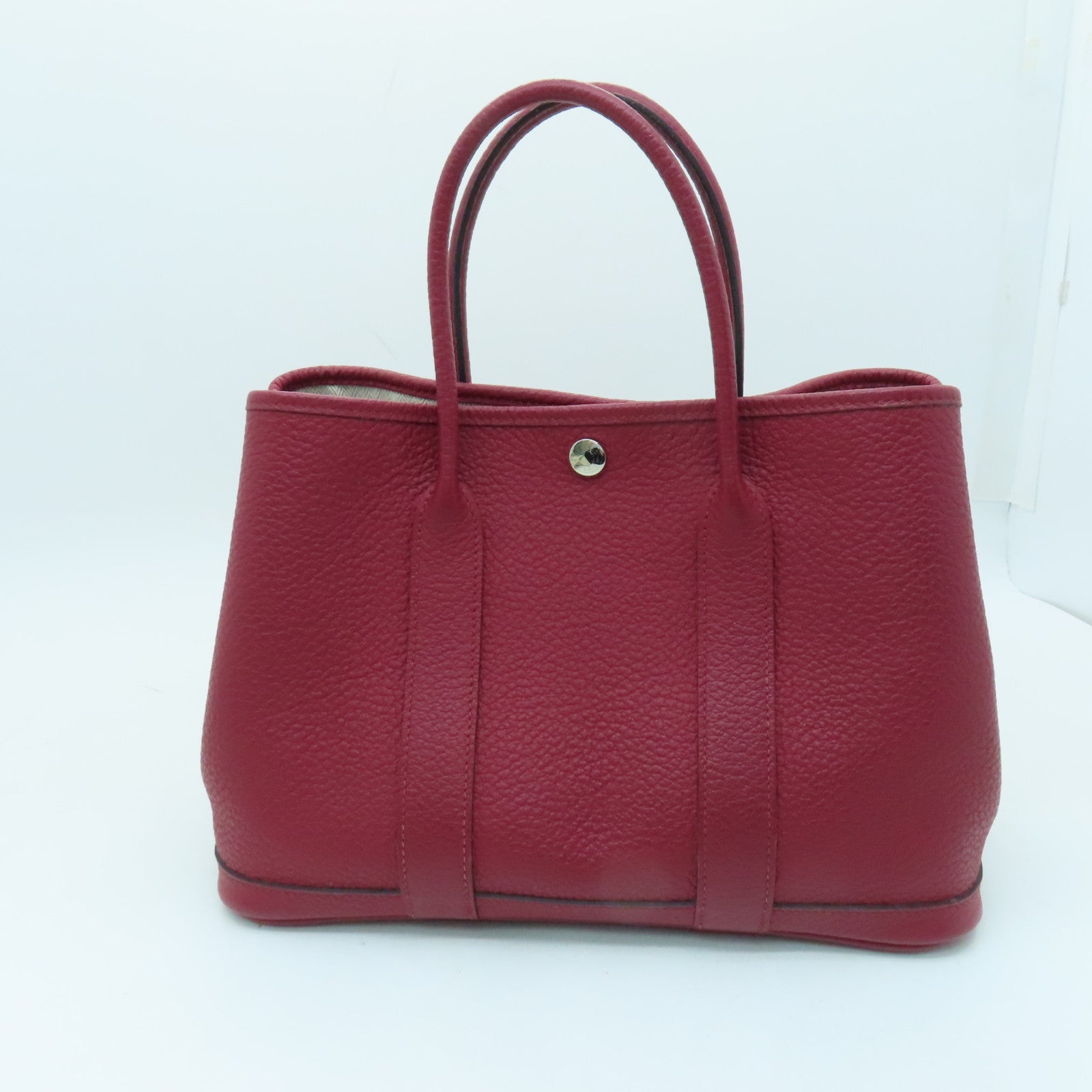 HERMES Country皮革Garden Party TPM金扣手挽袋红色
