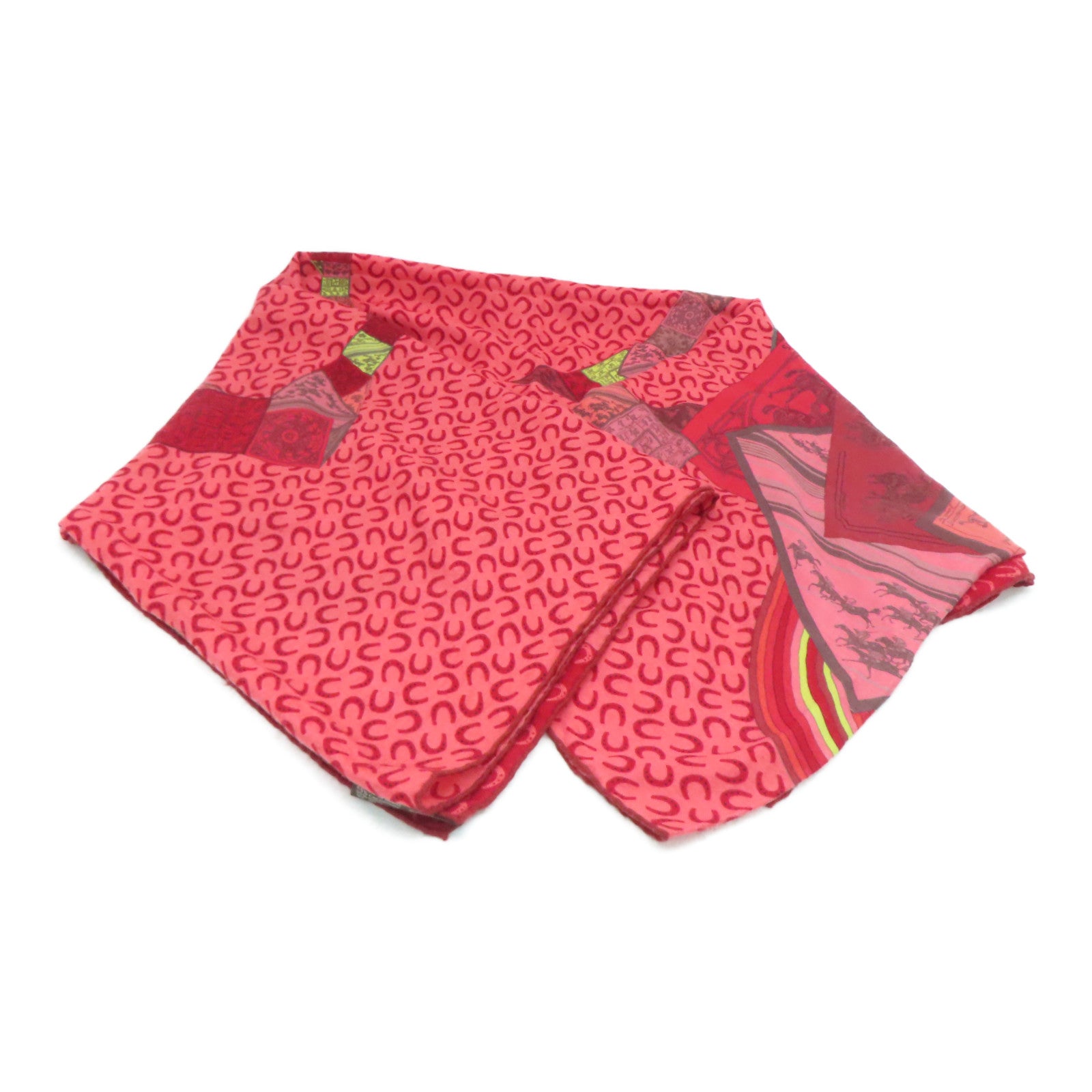 HERMES 羊绒Scarf围巾红色黄色140x140cm