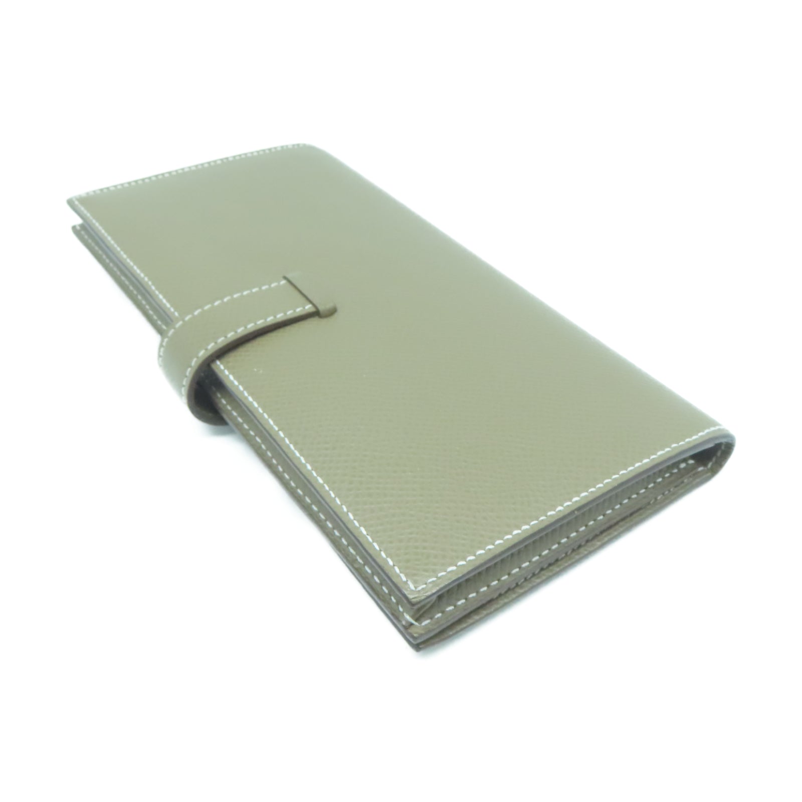HERMES Epsom皮革Bearn Long Wallet金扣長錢包Etoupe大象灰色
