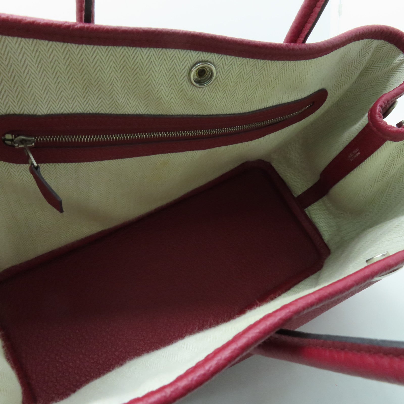 HERMES Country皮革Garden Party TPM金扣手挽袋红色
