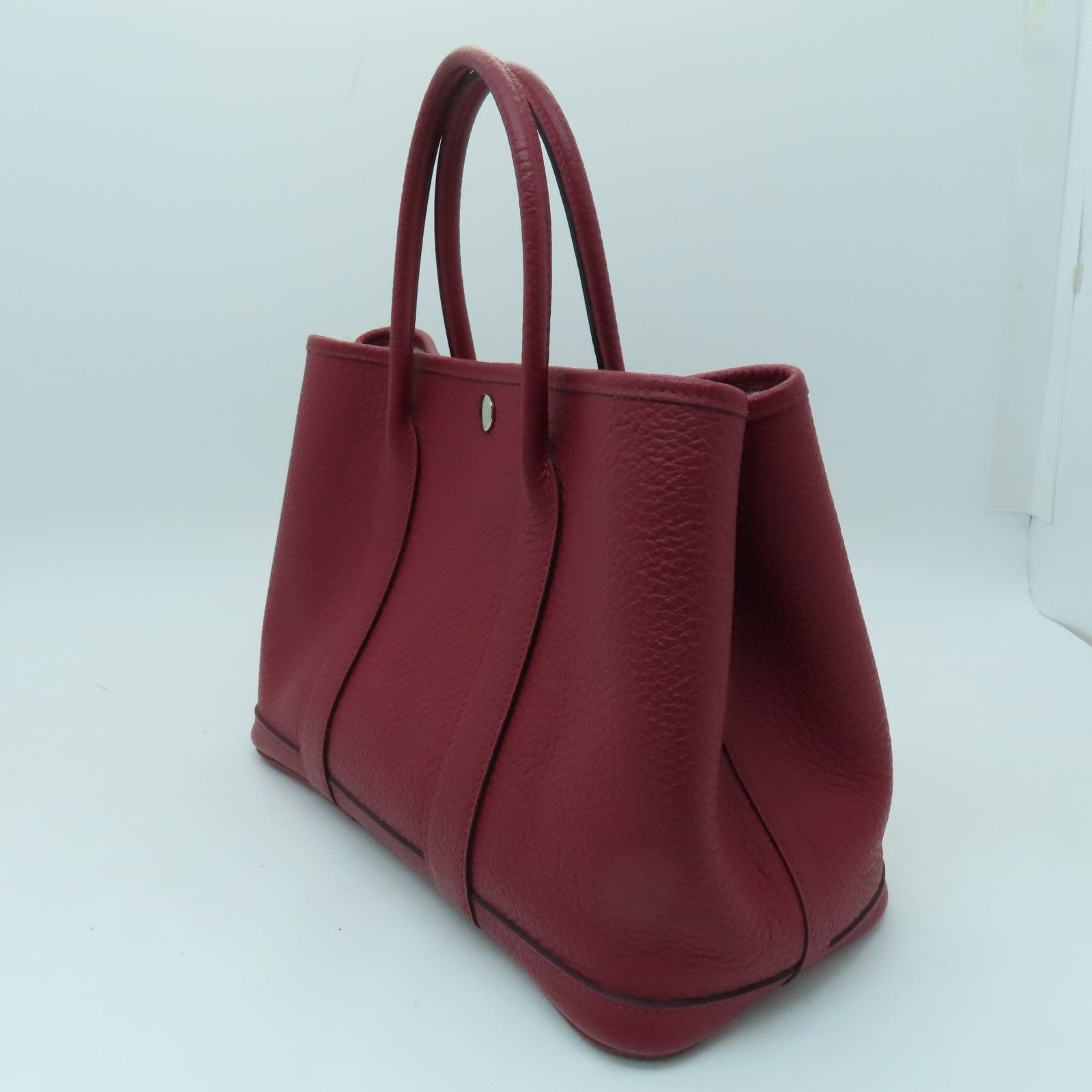 HERMES Country皮革Garden Party TPM金扣手挽袋红色