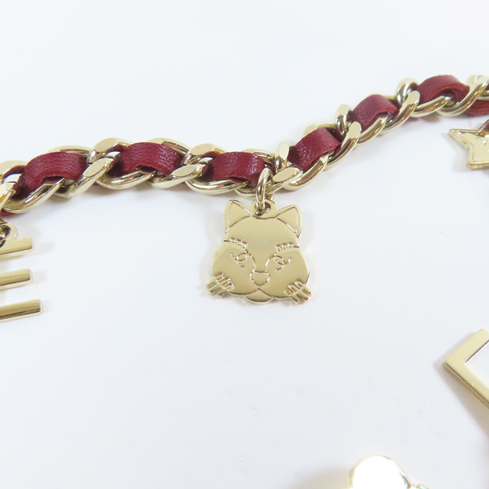 CHANEL 羊皮皮革/金屬Chain Belt金扣鏈帶紅色/金色