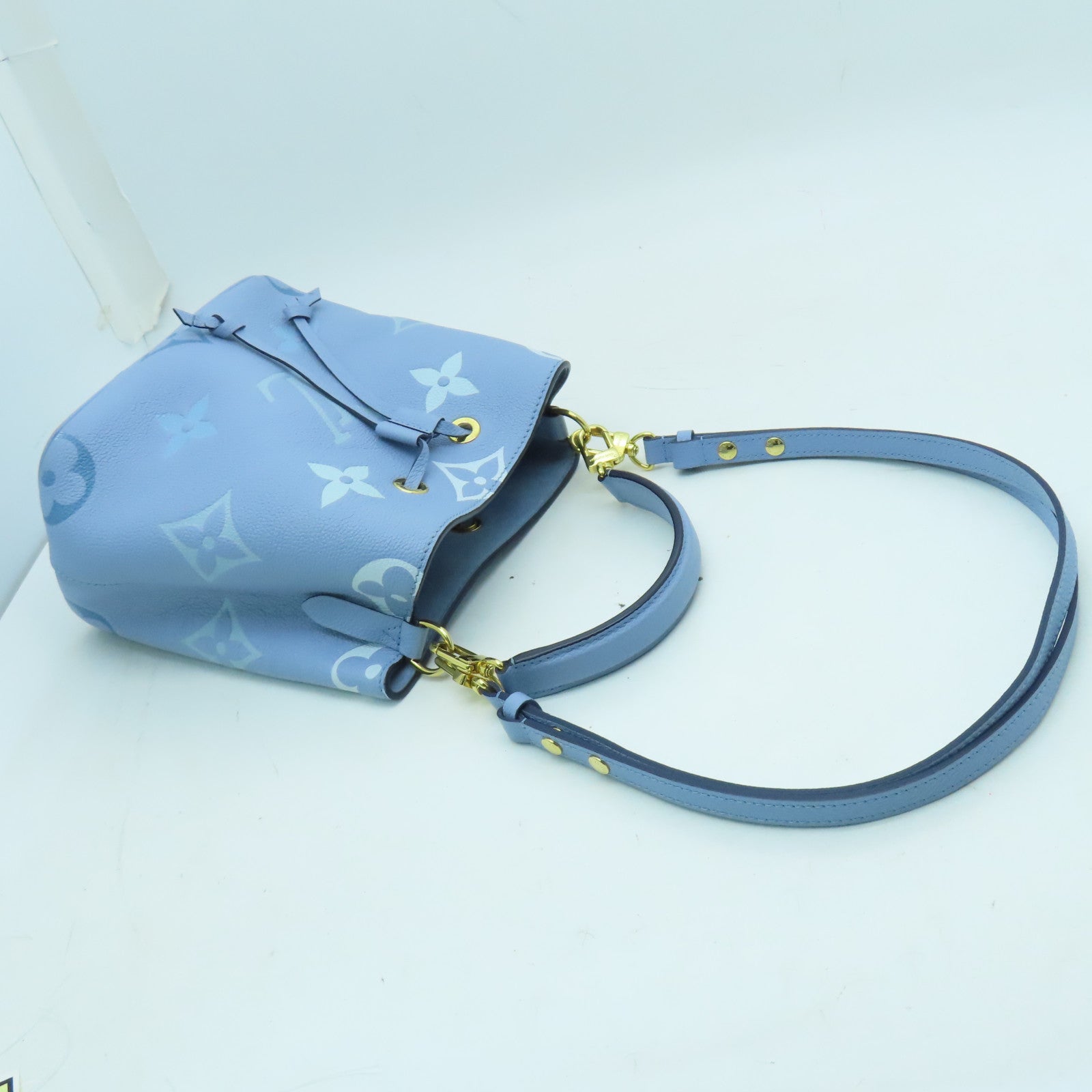 LOUIS VUITTON Monogram Neonoe BB 2 way Shoulder金扣手挽肩背兩用袋藍色