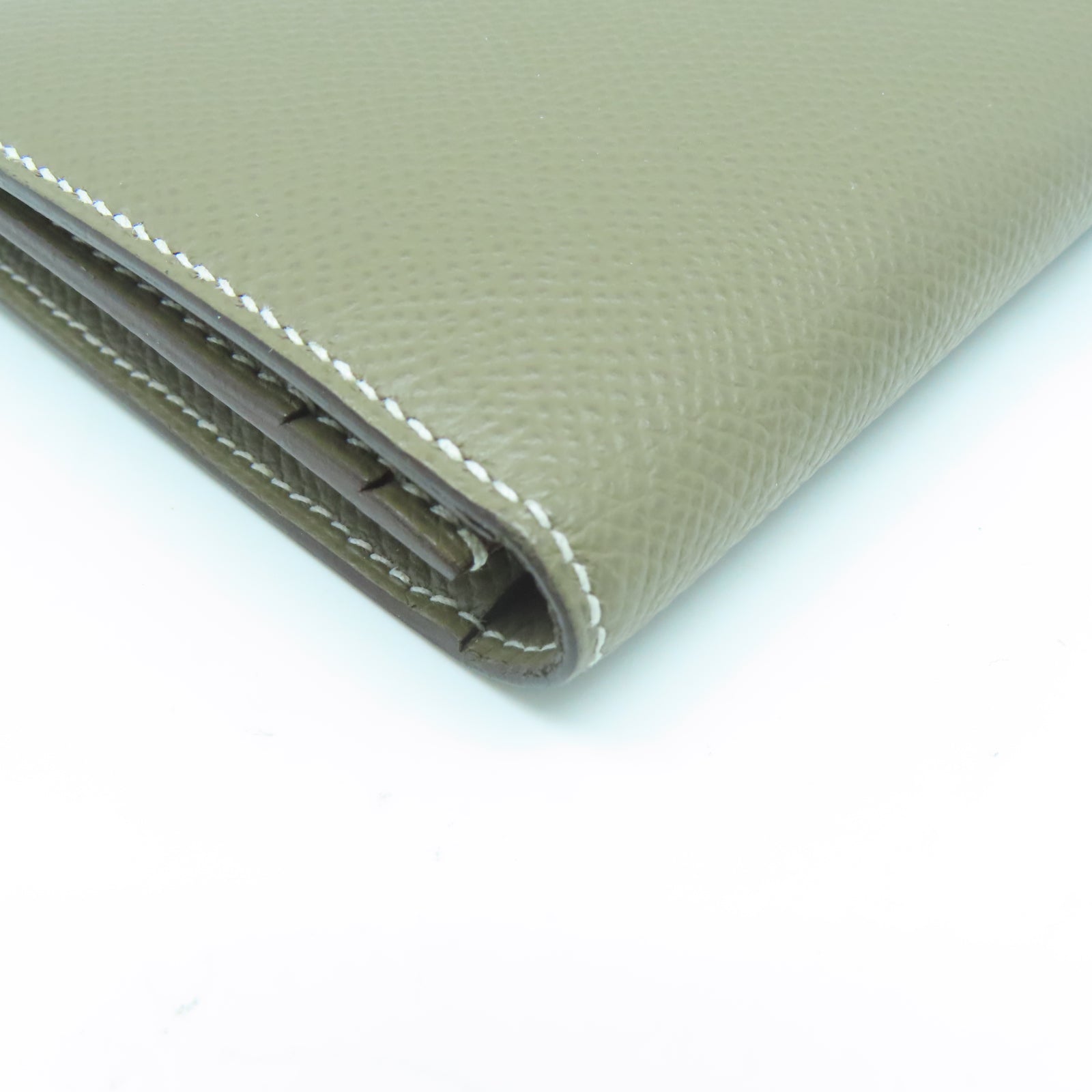 HERMES Epsom皮革Bearn Long Wallet金扣長錢包Etoupe大象灰色