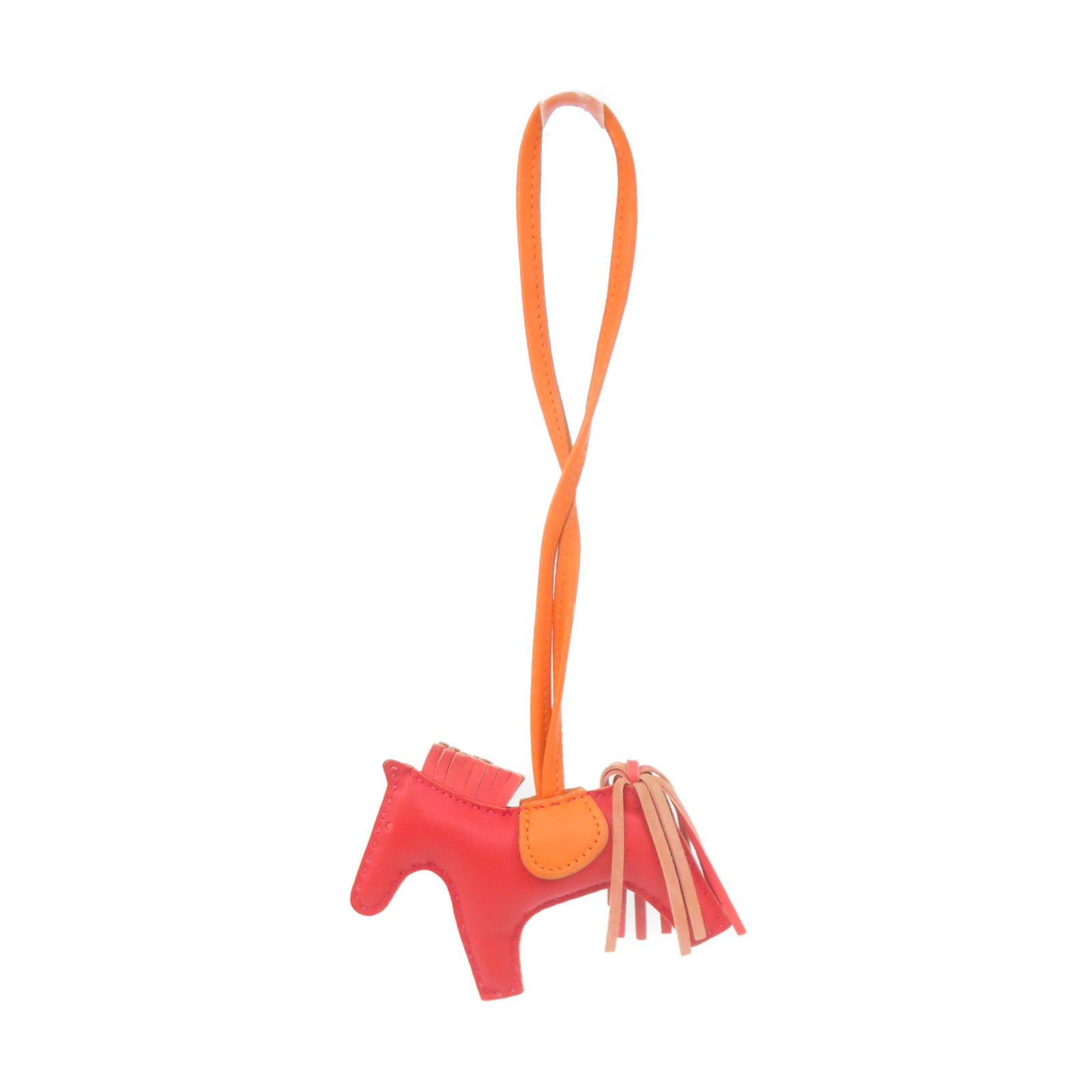 HERMES Swift Leather Rodeo PM Charm Red/Orange