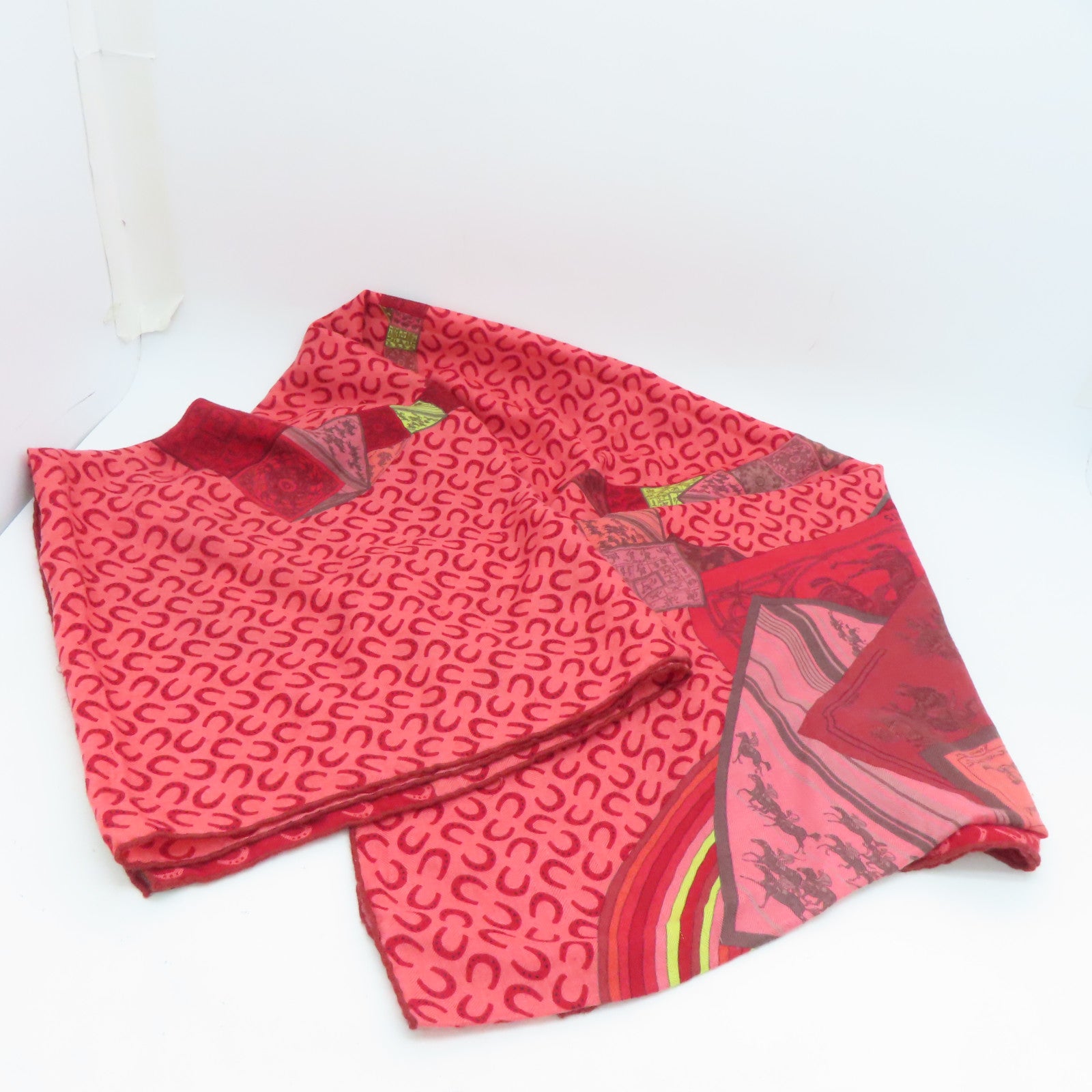 HERMES 羊绒Scarf围巾红色黄色140x140cm
