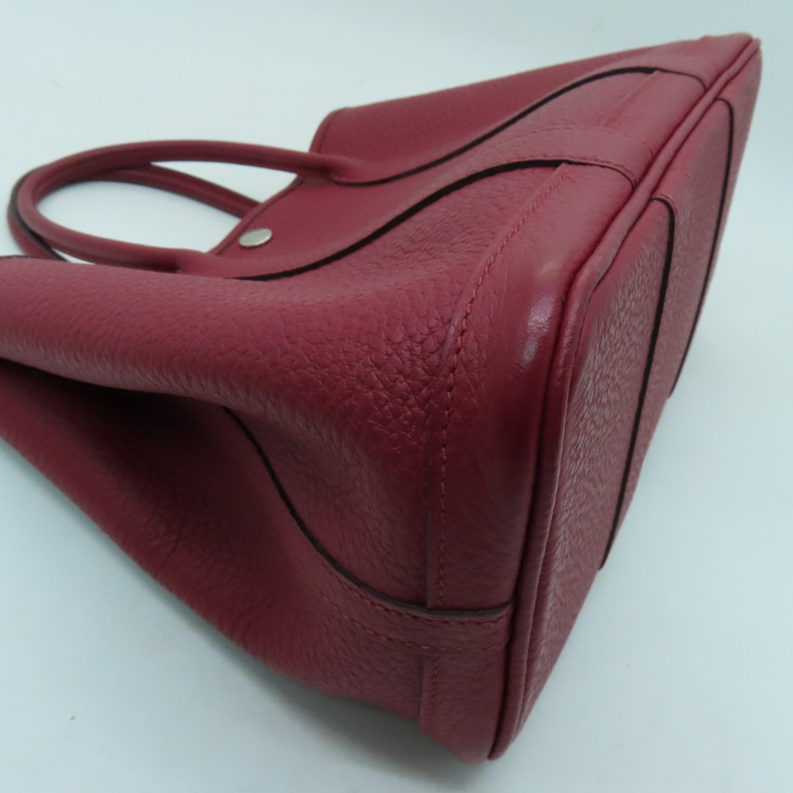 HERMES Country皮革Garden Party TPM金扣手挽袋红色