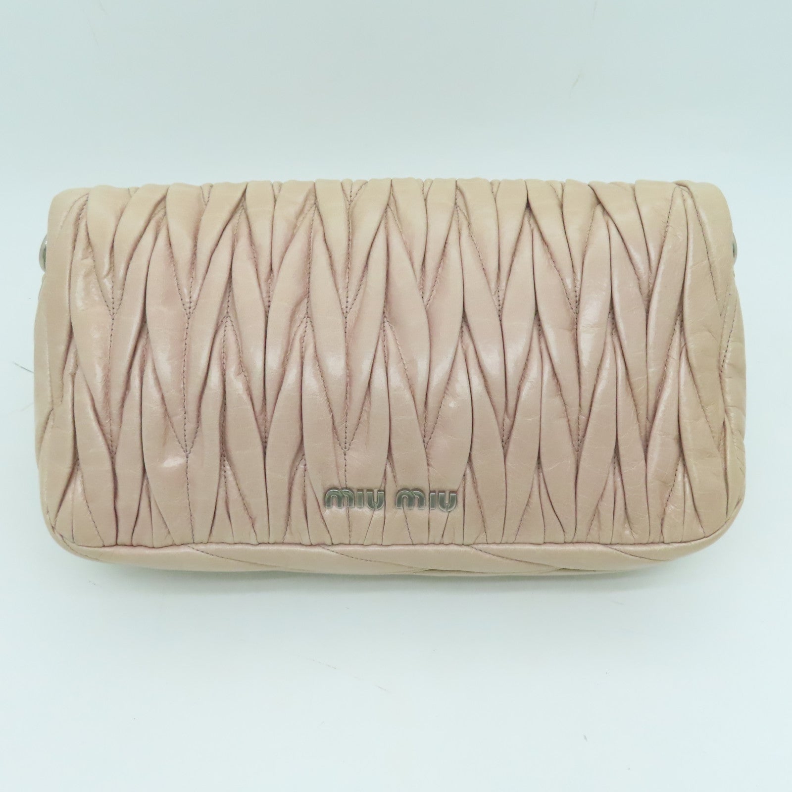 Miu Miu 牛皮皮革Shoulder Bag银扣肩背袋粉红色