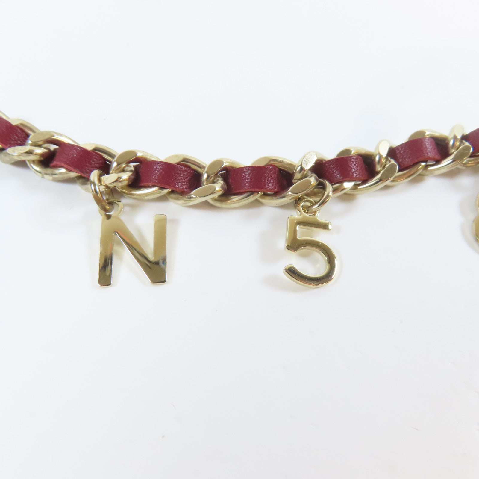 CHANEL 羊皮皮革/金屬Chain Belt金扣鏈帶紅色/金色