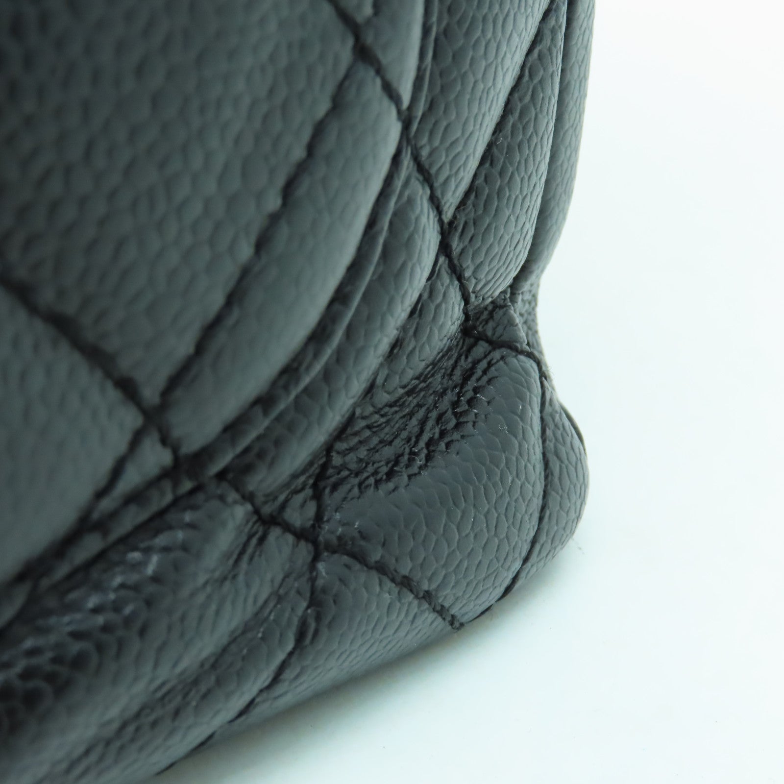 CHANEL 菱格Caviar皮革GST Tote金扣肩背袋黑色