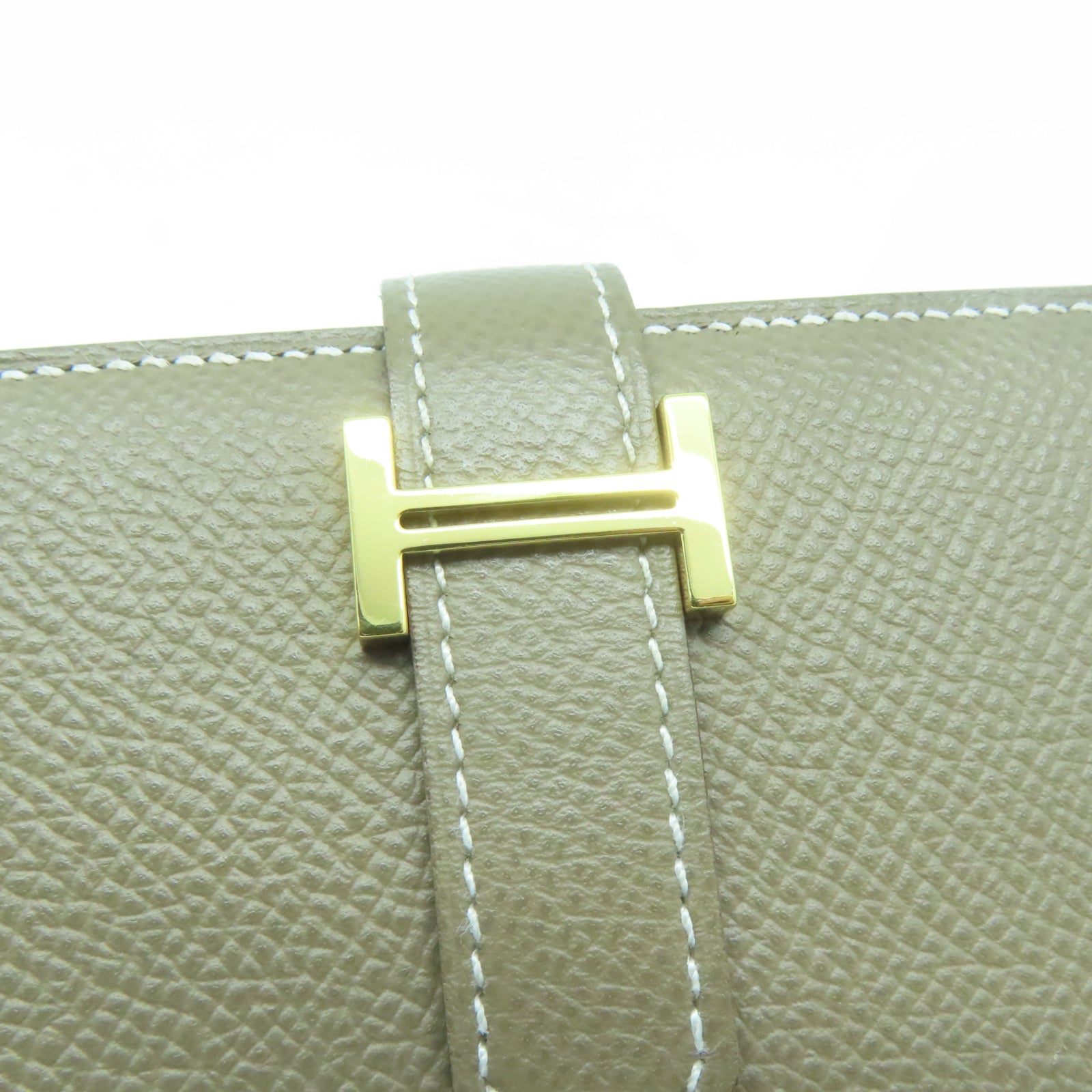 HERMES Epsom皮革Bearn Long Wallet金扣長錢包Etoupe大象灰色