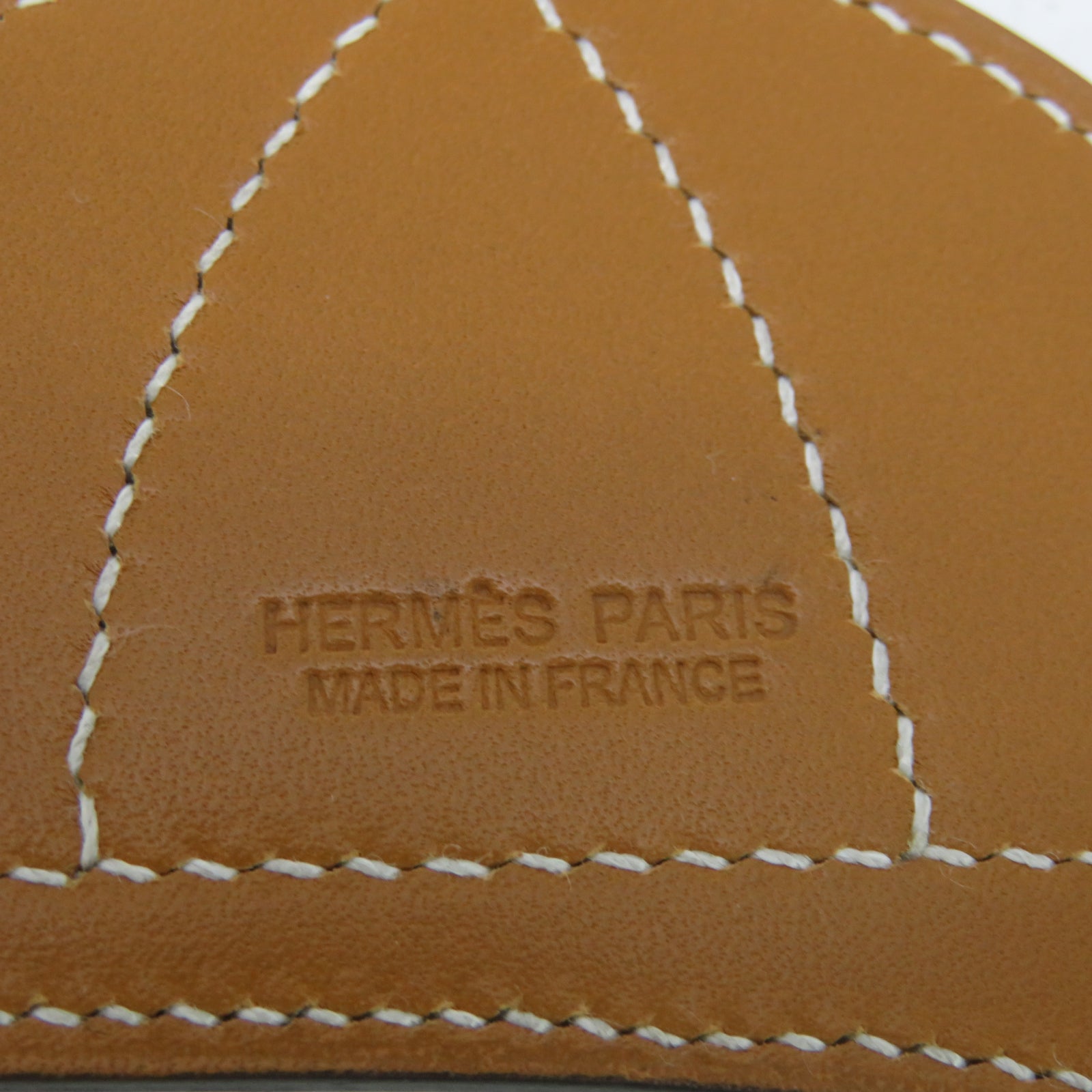 HERMES 皮革Charm银扣挂饰棕色/蓝色
