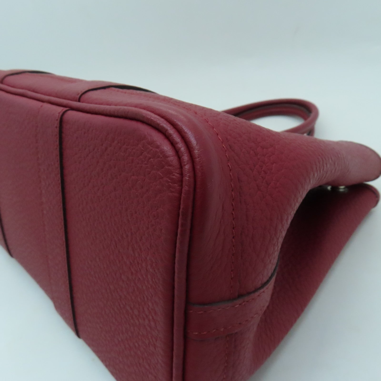 HERMES Country皮革Garden Party TPM金扣手挽袋红色