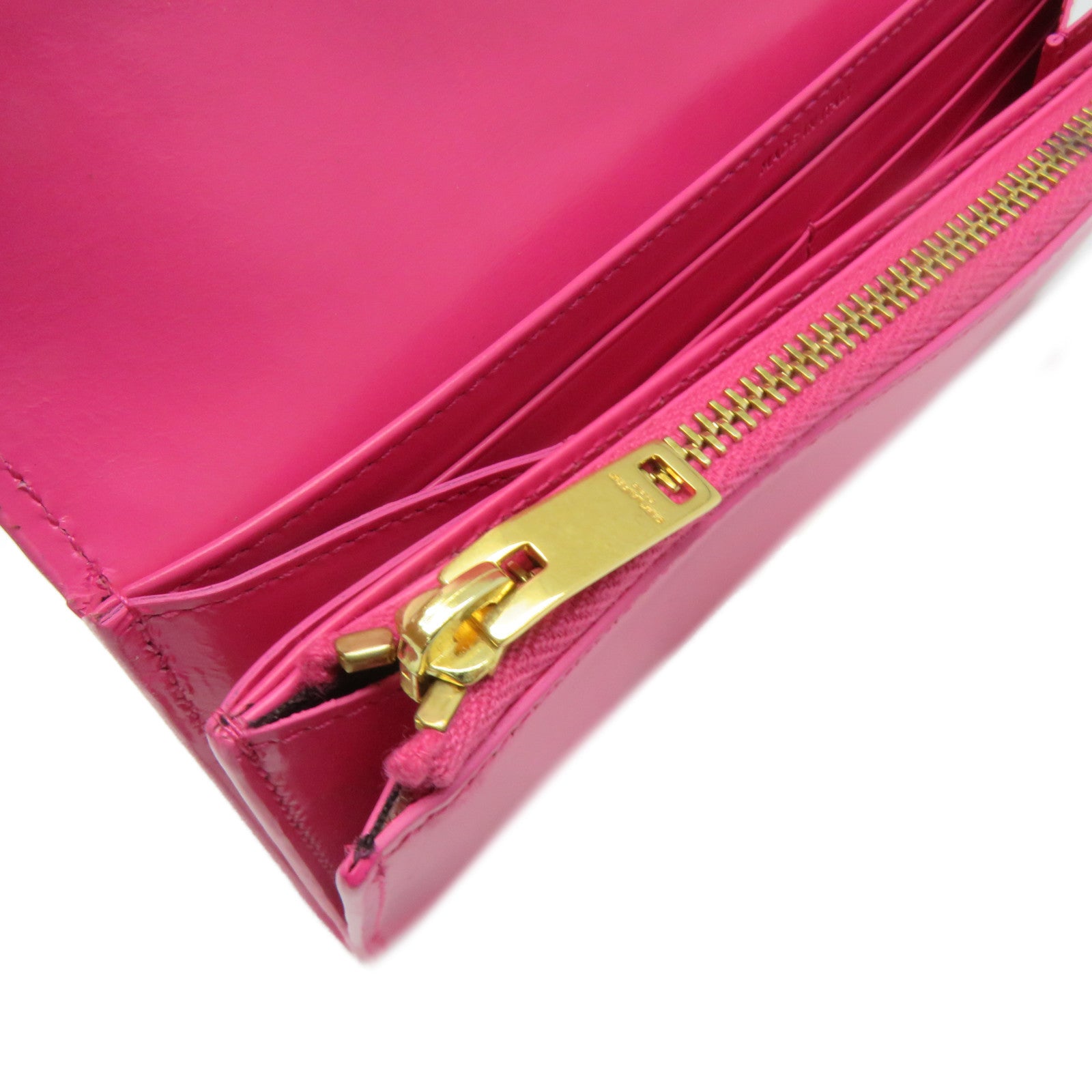 SAINT LAURENT 牛皮皮革Long Wallet长钱包粉红色