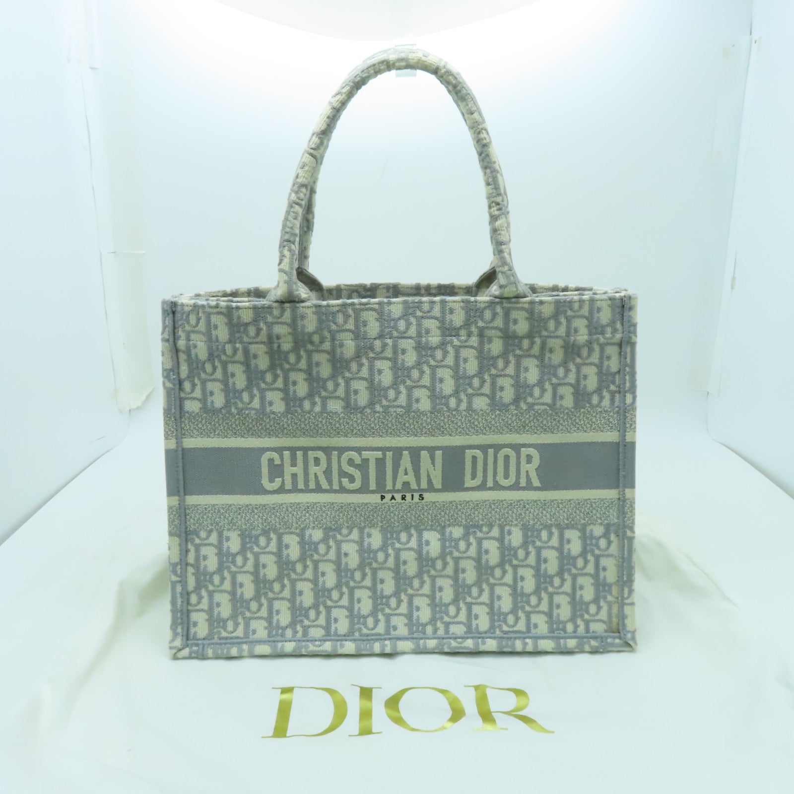 Dior 帆布Medium Book Tote手挽袋白色/灰色