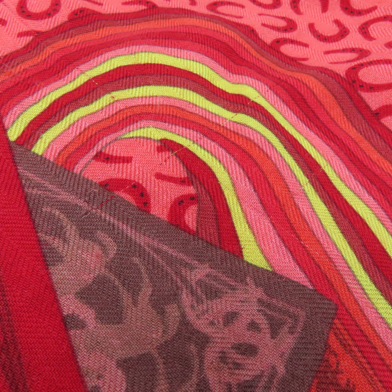 HERMES 羊绒Scarf围巾红色黄色140x140cm