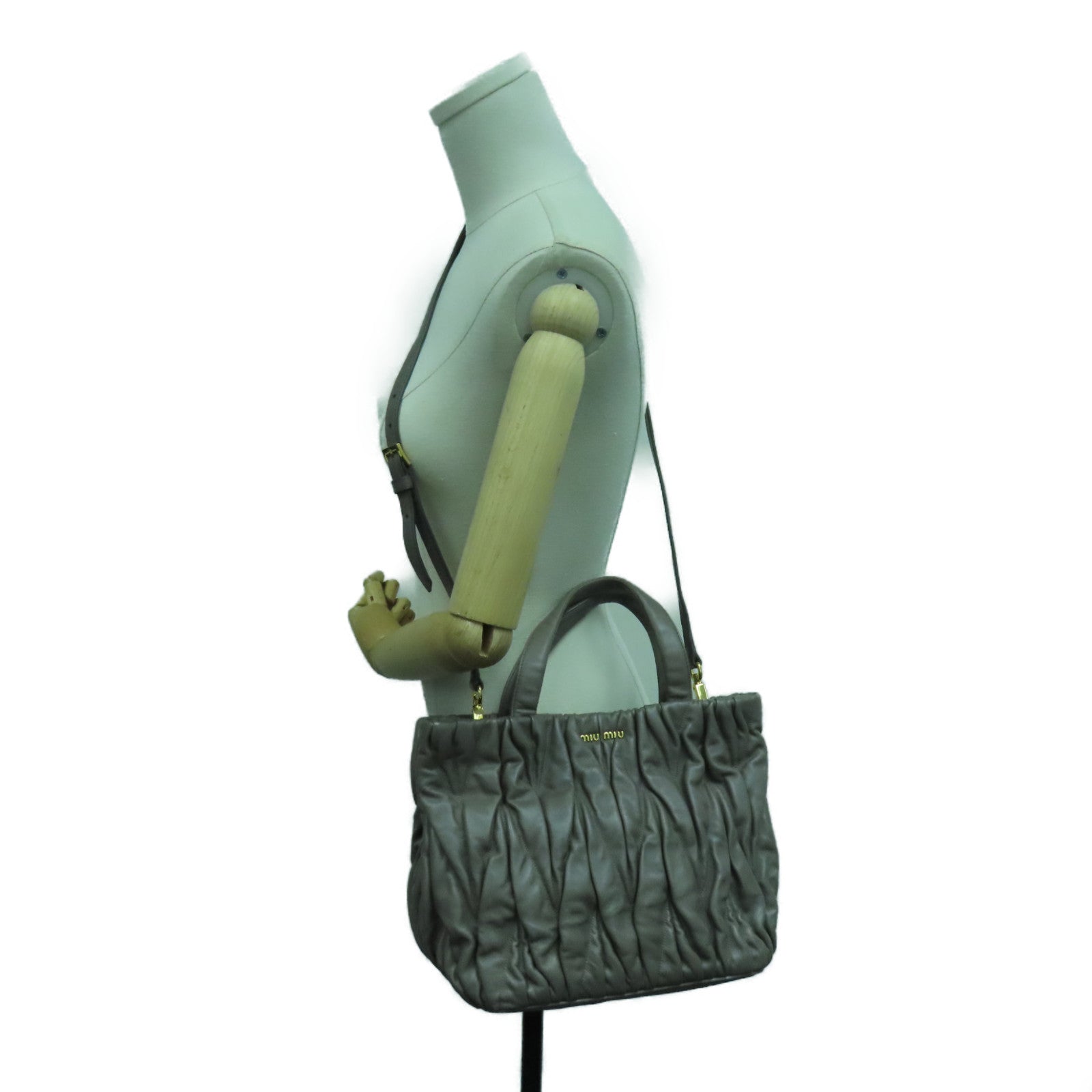 Miu Miu 羊皮皮革2 Way Shoulder Bag两用手挽肩背袋灰色