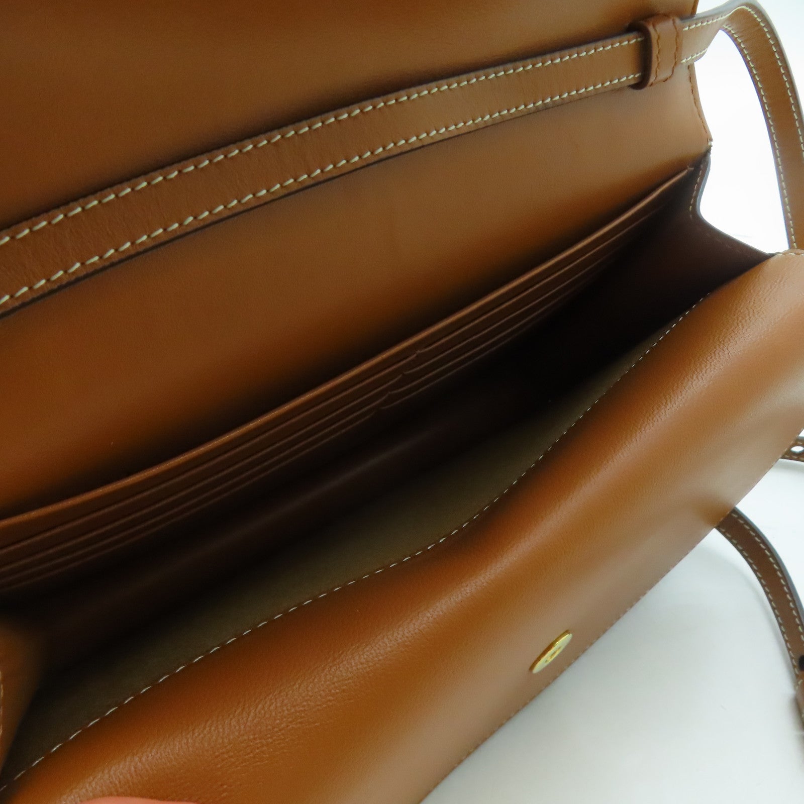CELINE 塗層帆布Wallet On Strap金扣肩背袋啡色