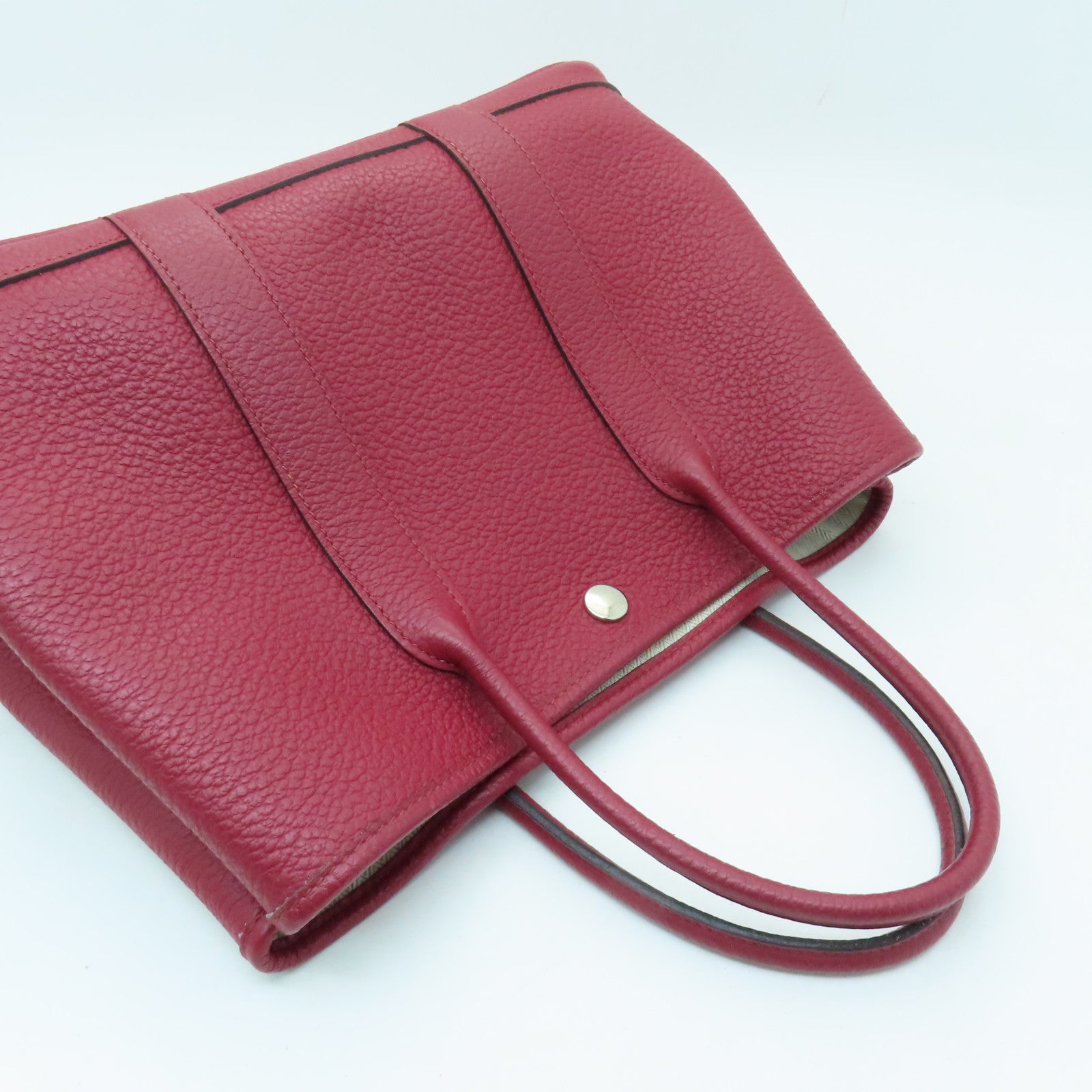 HERMES Country皮革Garden Party TPM金扣手挽袋红色