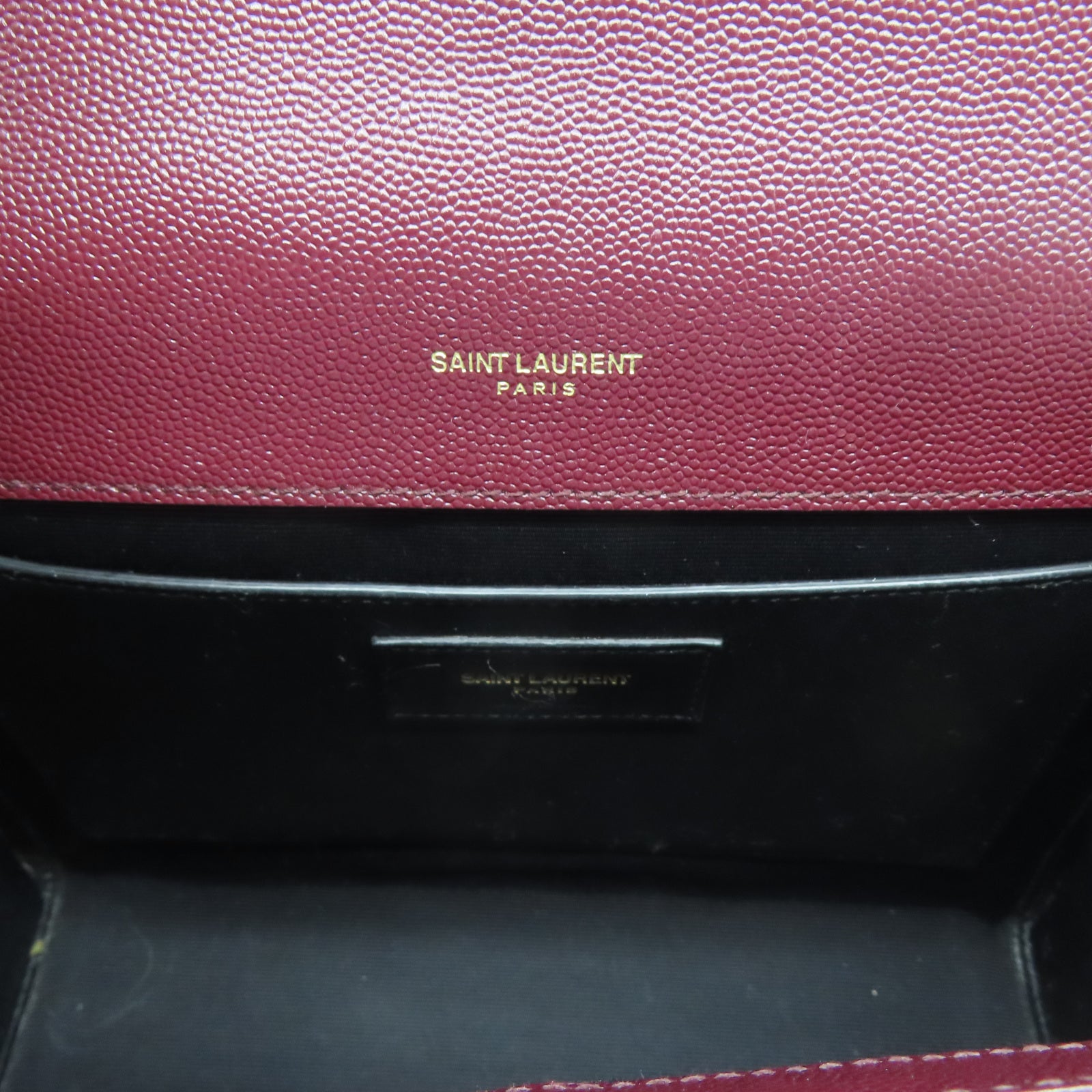 SAINT LAURENT 菱格牛皮皮革Envelope Medium金扣鏈帶肩背袋油紅色
