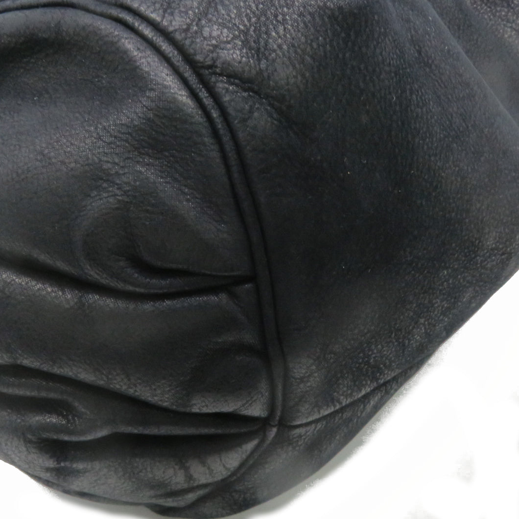 CHANEL [Sharp Reduction Offer] Cowhide Leather Hand Bag Silver Buckle Hand Bag Black