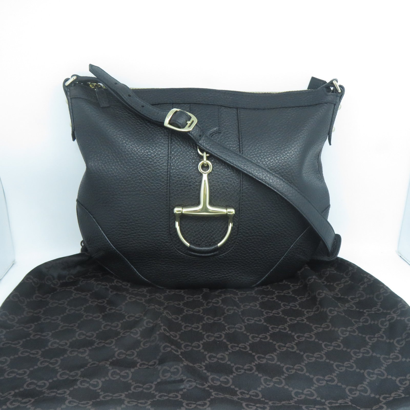 GUCCI 牛皮皮革Shoulder Bag金扣肩背袋黑色