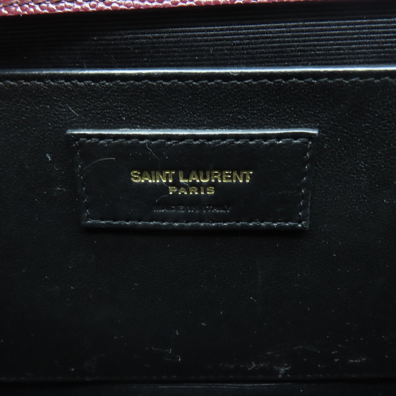 SAINT LAURENT 菱格牛皮皮革Envelope Medium金扣鏈帶肩背袋油紅色
