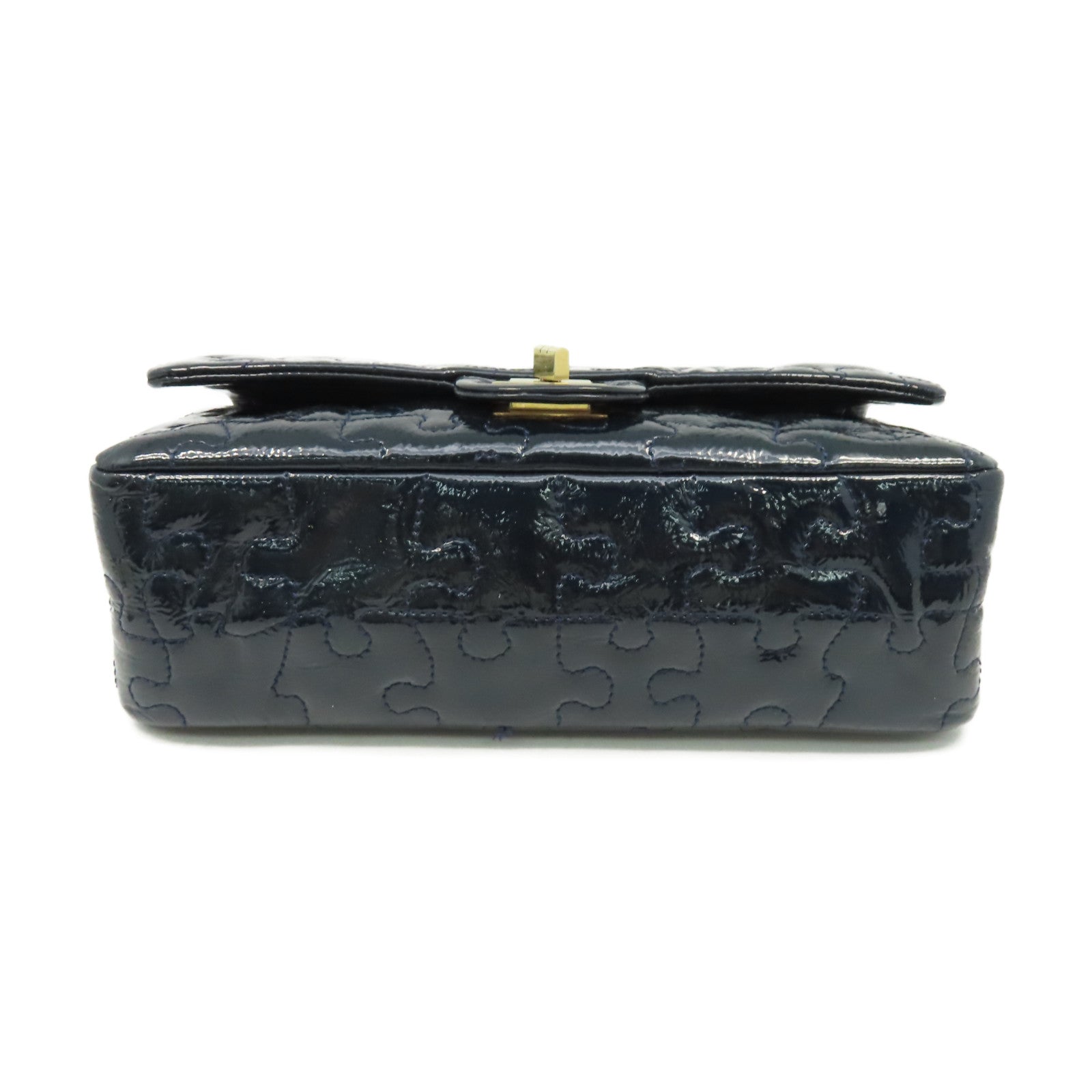 CHANEL 漆皮皮革Chain Shoulder Bag金扣鏈帶肩背袋綠藍色