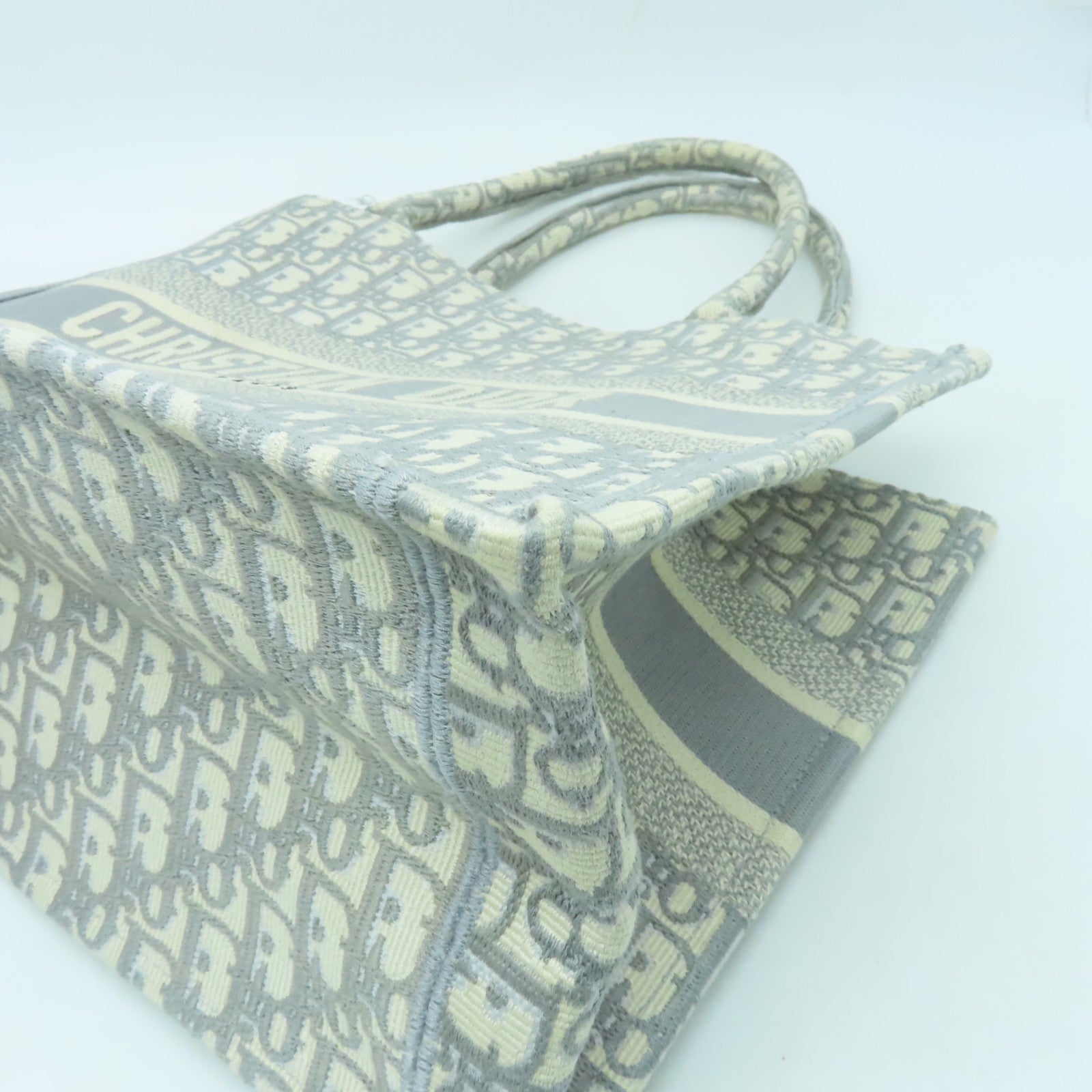Dior 帆布Medium Book Tote手挽袋白色/灰色