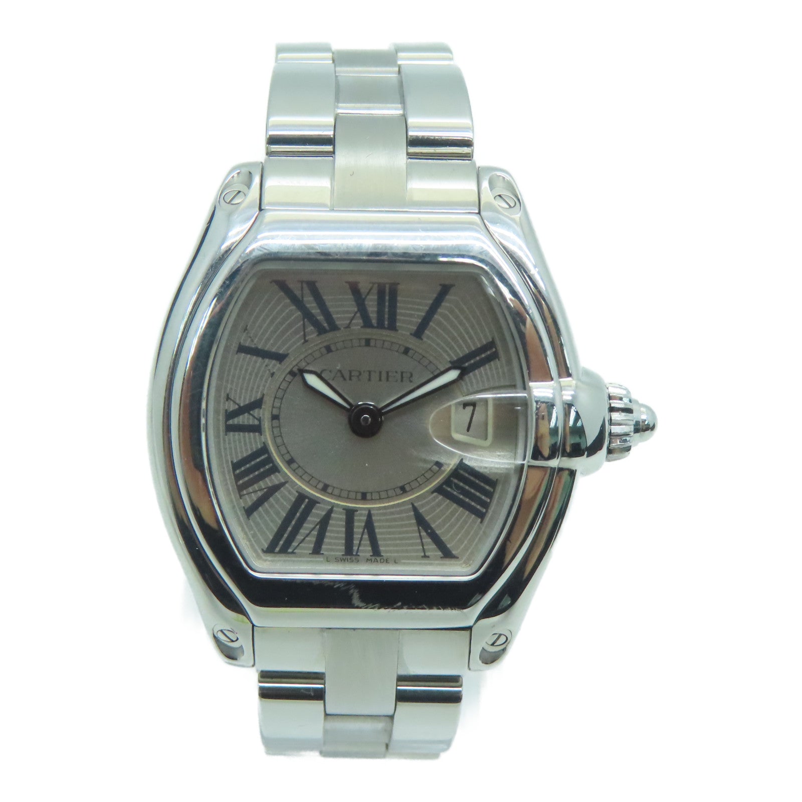 CARTIER Roadster不鏽鋼手錶自動機芯銀色