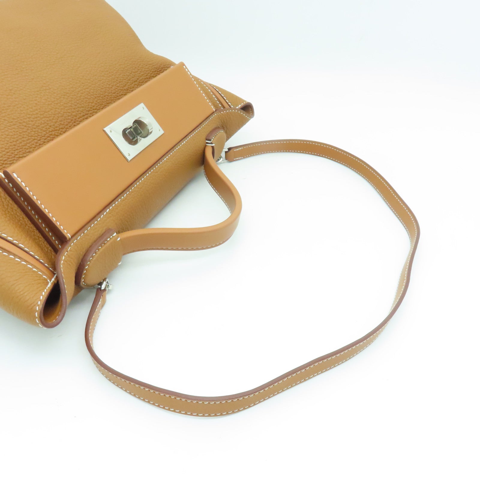 HERMES Togo皮革24/24 29CM銀扣手挽肩背兩用袋Gold啡色