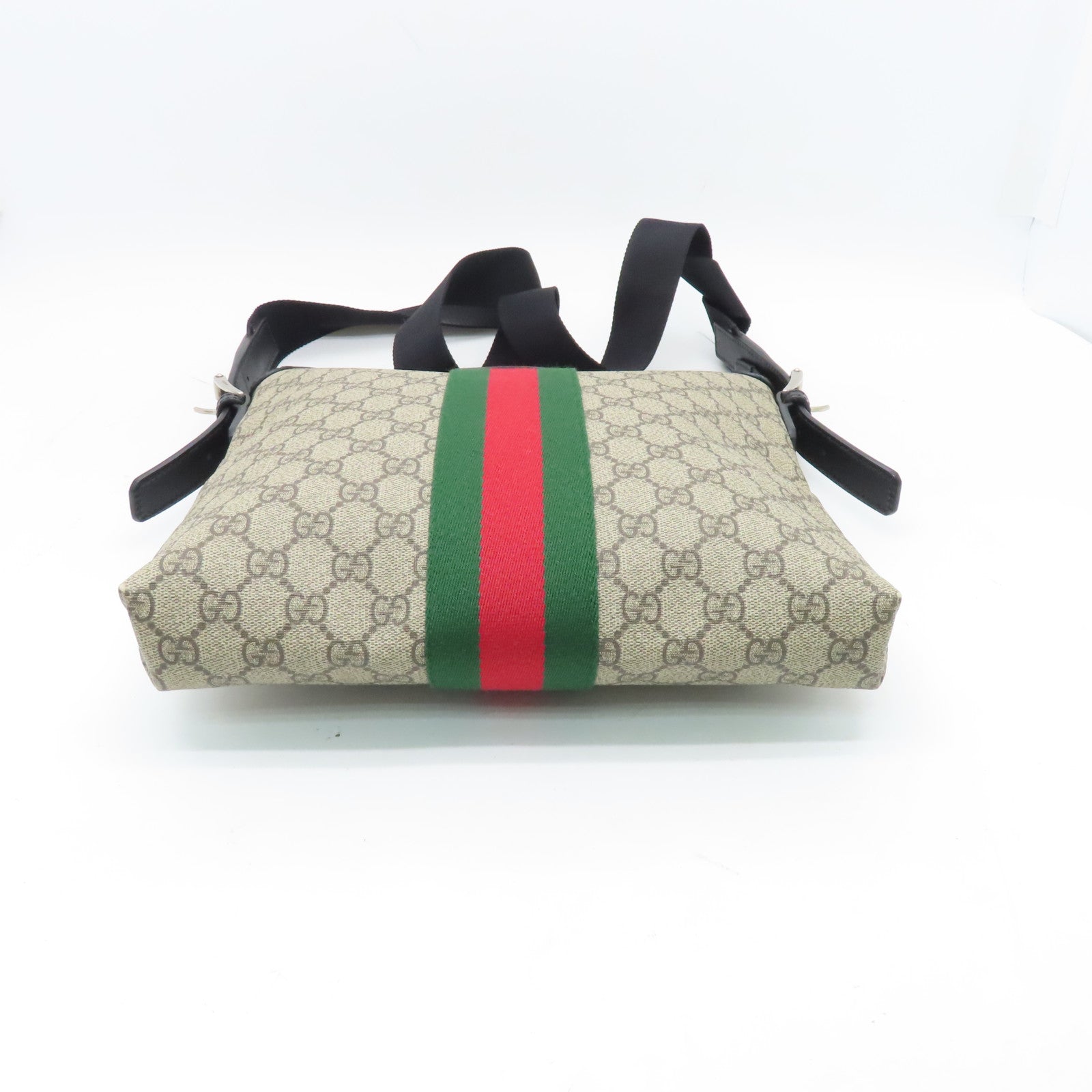 GUCCI coated canvas Shoulder Bag silver buckle shoulder bag light brown