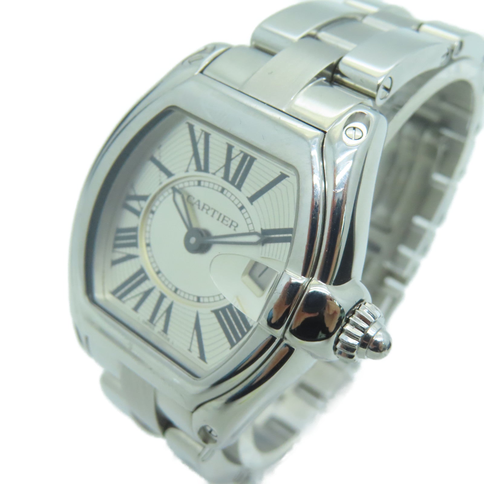 CARTIER Roadster不鏽鋼手錶自動機芯銀色
