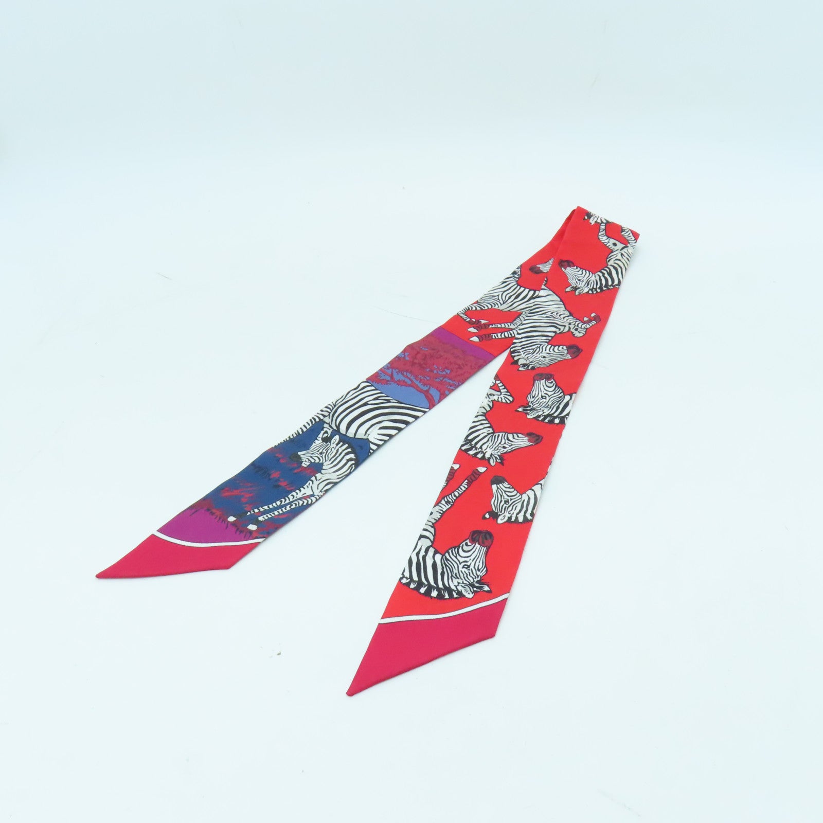 HERMES Silk Twilly Scarf Red
