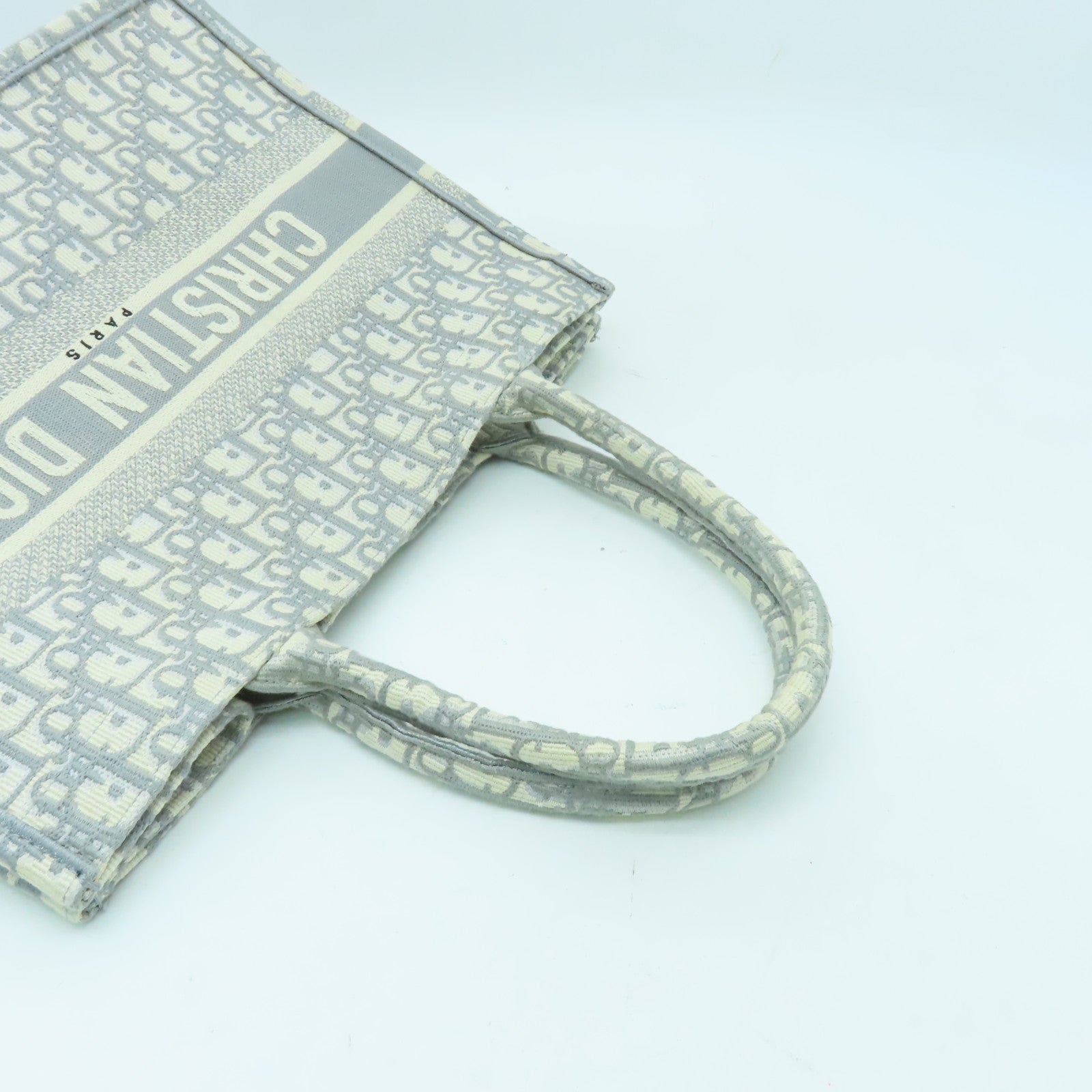 Dior 帆布Medium Book Tote手挽袋白色/灰色