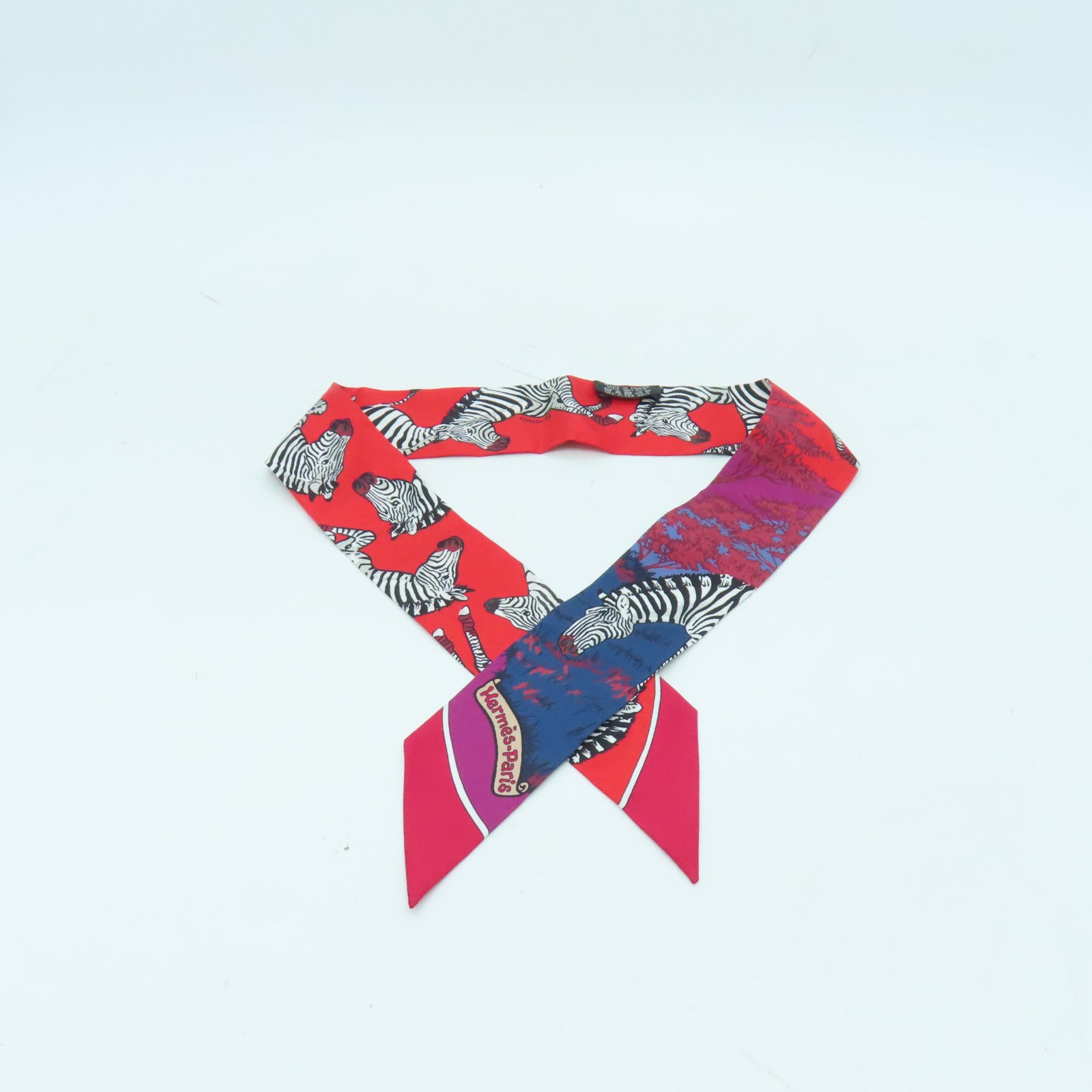 HERMES Silk Twilly Scarf Red