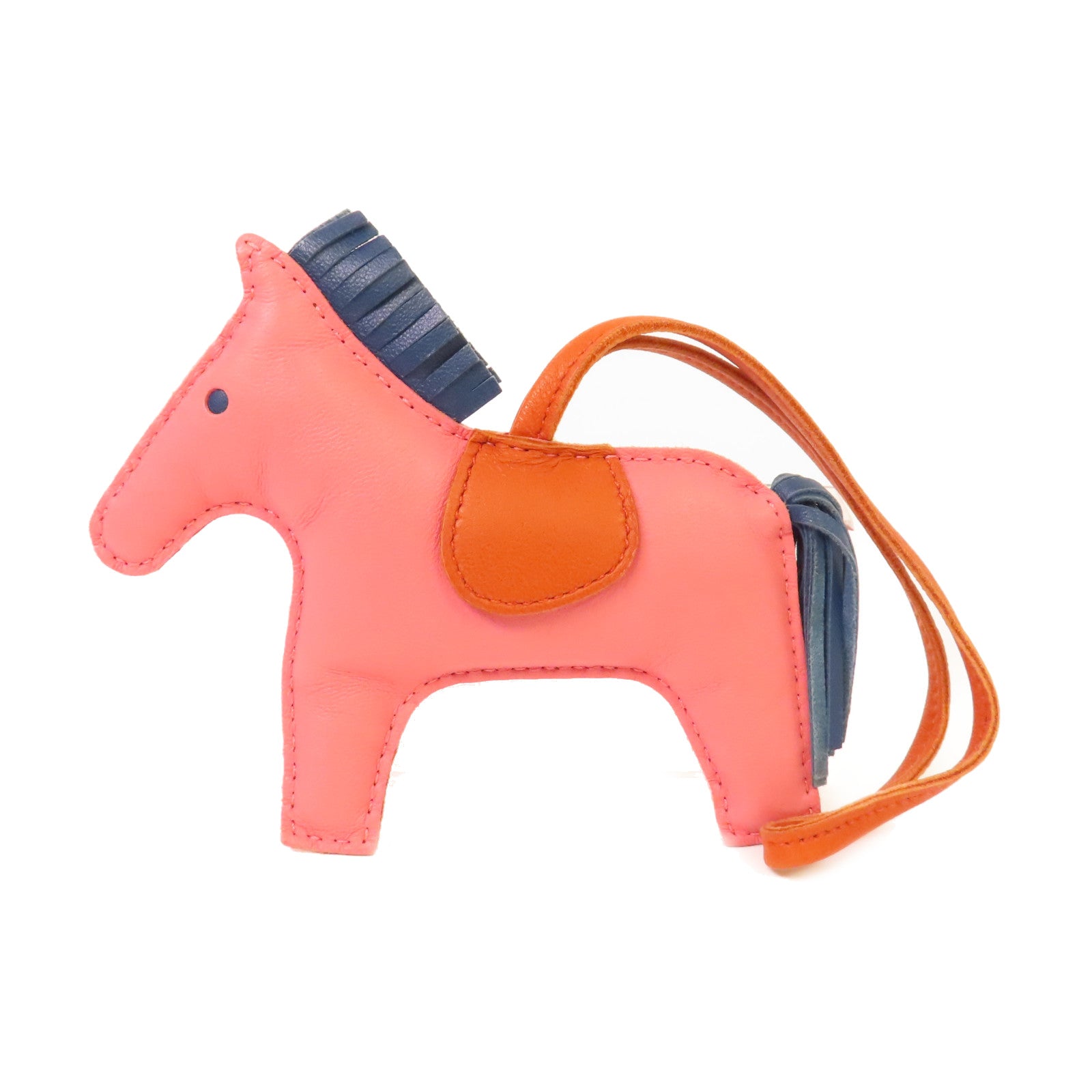 HERMES Milo皮革Rodeo MM Charm掛飾Rose Azalee杜鵑粉色