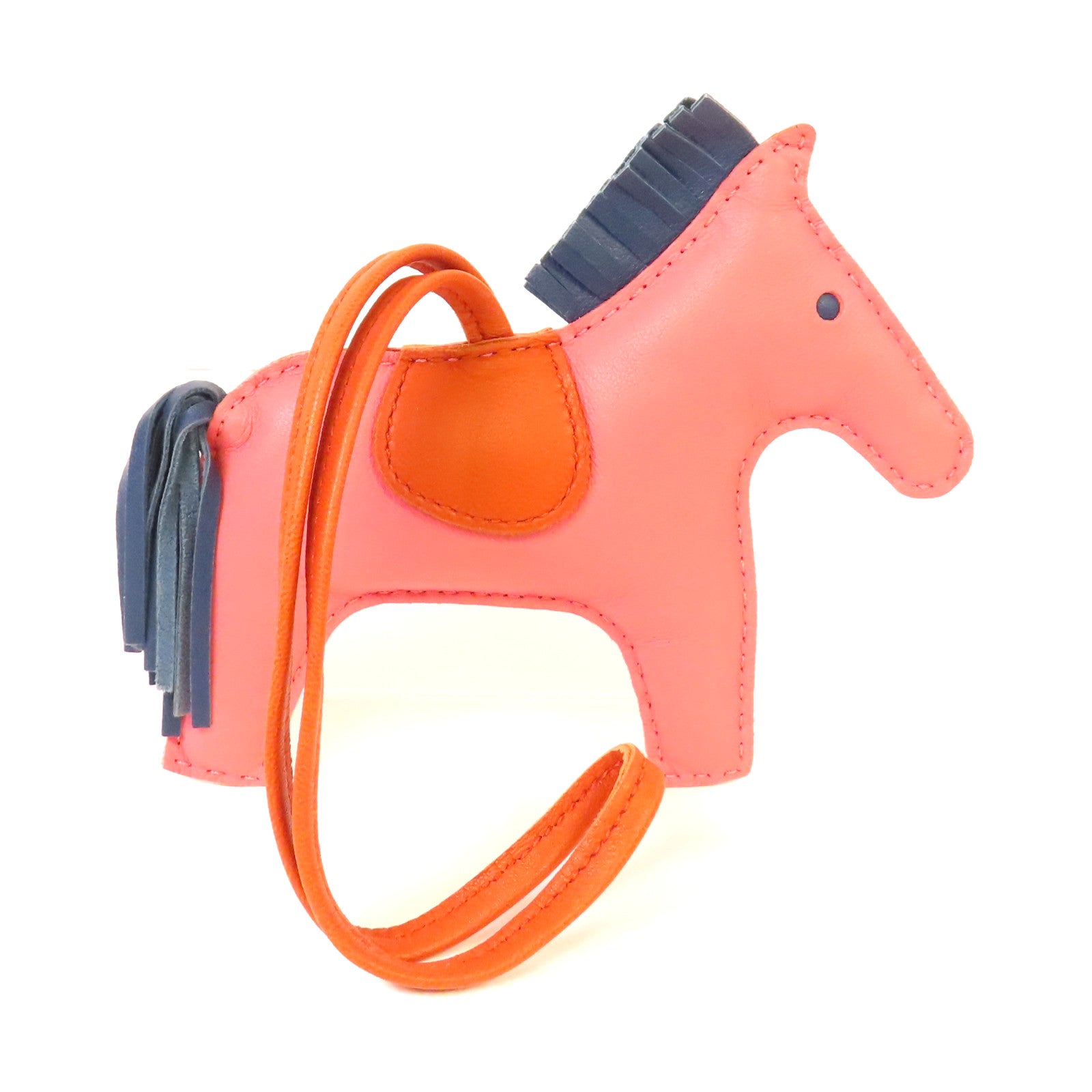 HERMES Milo皮革Rodeo MM Charm掛飾Rose Azalee杜鵑粉色