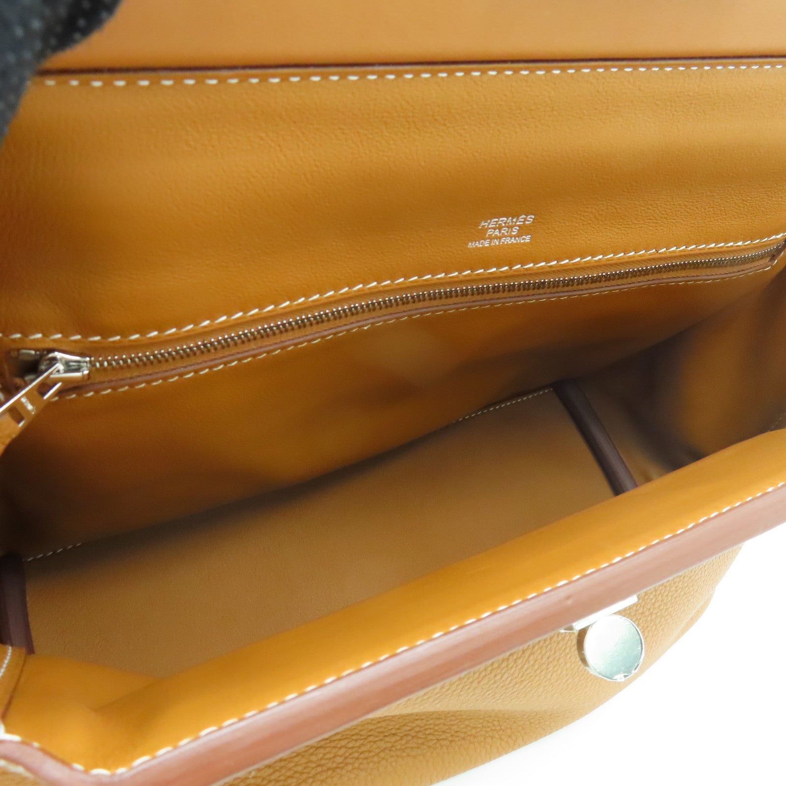 HERMES Togo皮革24/24 29CM銀扣手挽肩背兩用袋Gold啡色
