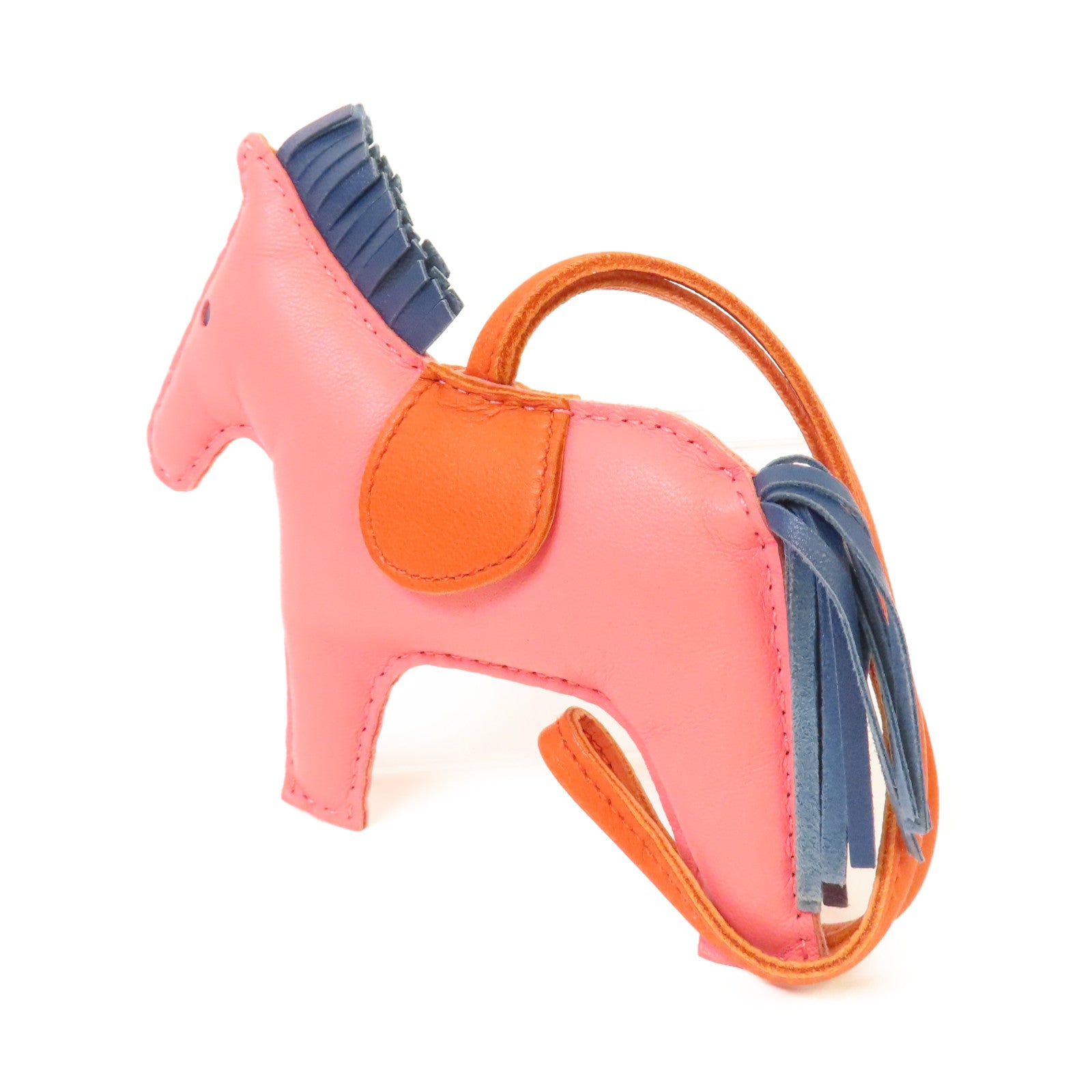 HERMES Milo皮革Rodeo MM Charm掛飾Rose Azalee杜鵑粉色
